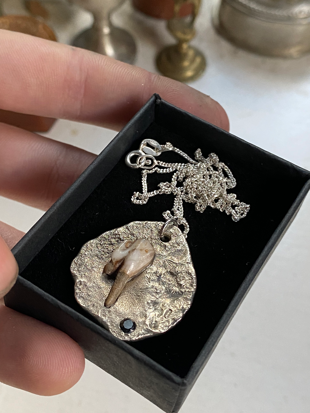 Sterling Silver, Tooth and CZ Necklace image 8