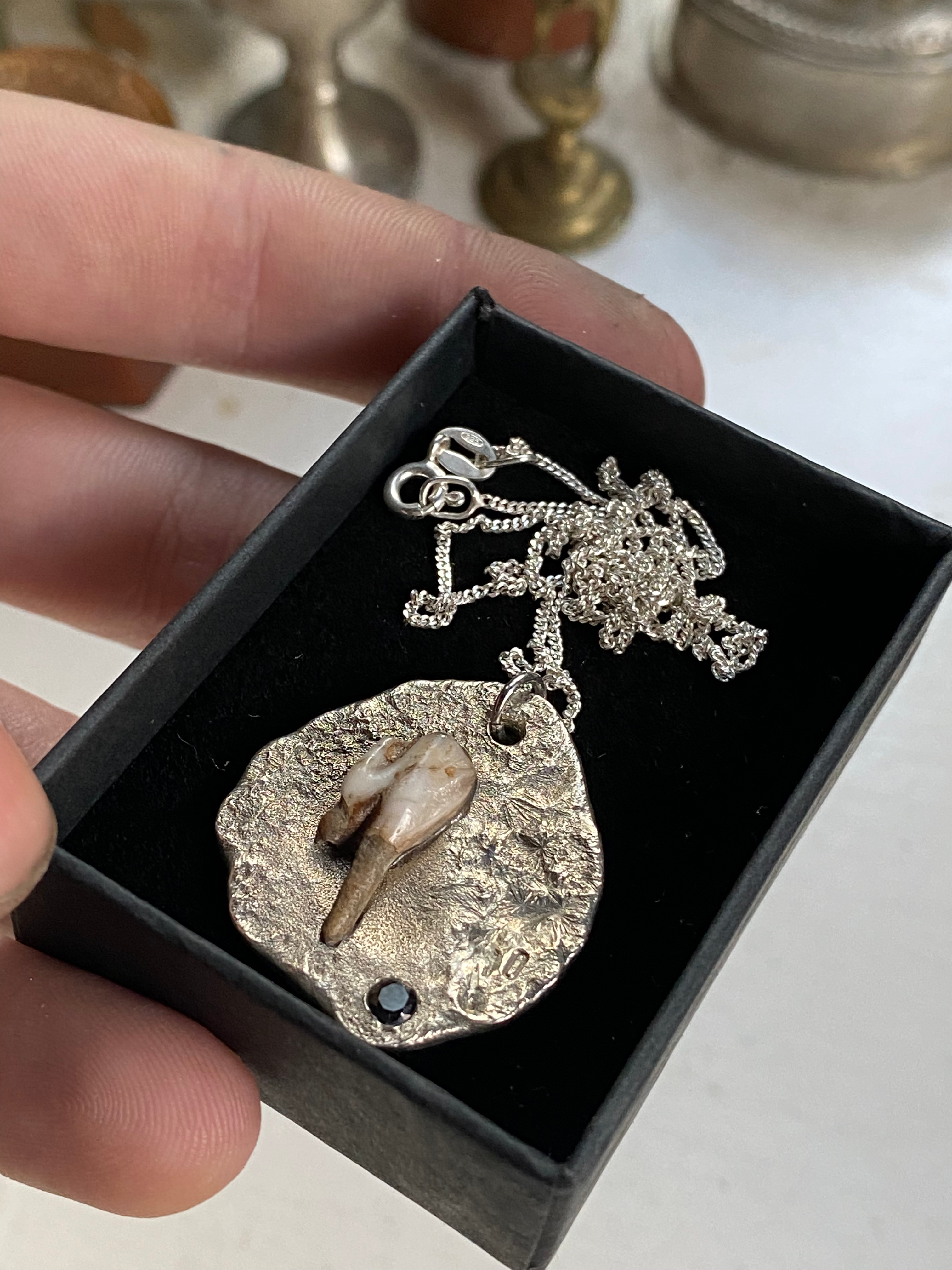 Sterling Silver, Tooth and CZ Necklace image 8