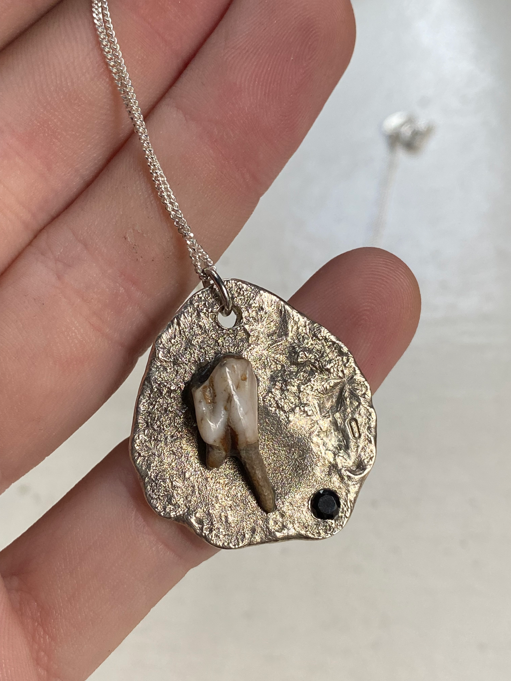 Sterling Silver, Tooth and CZ Necklace image 3