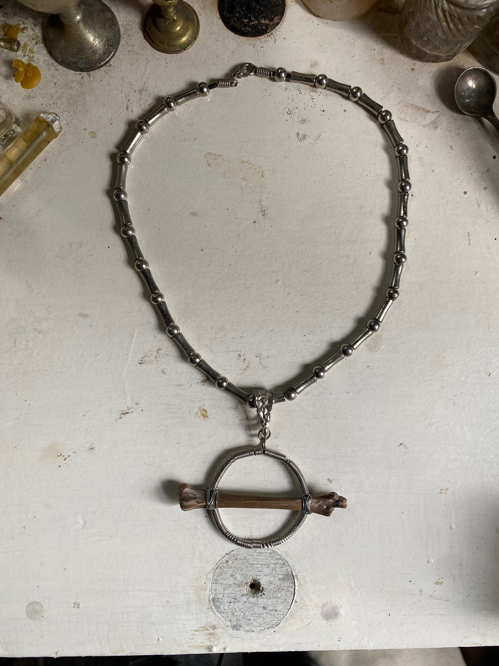 Fossilised Bone Orb Necklace image 0