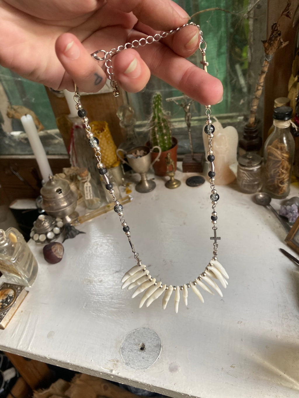 Coyote Teeth Necklace with Crosses image 5