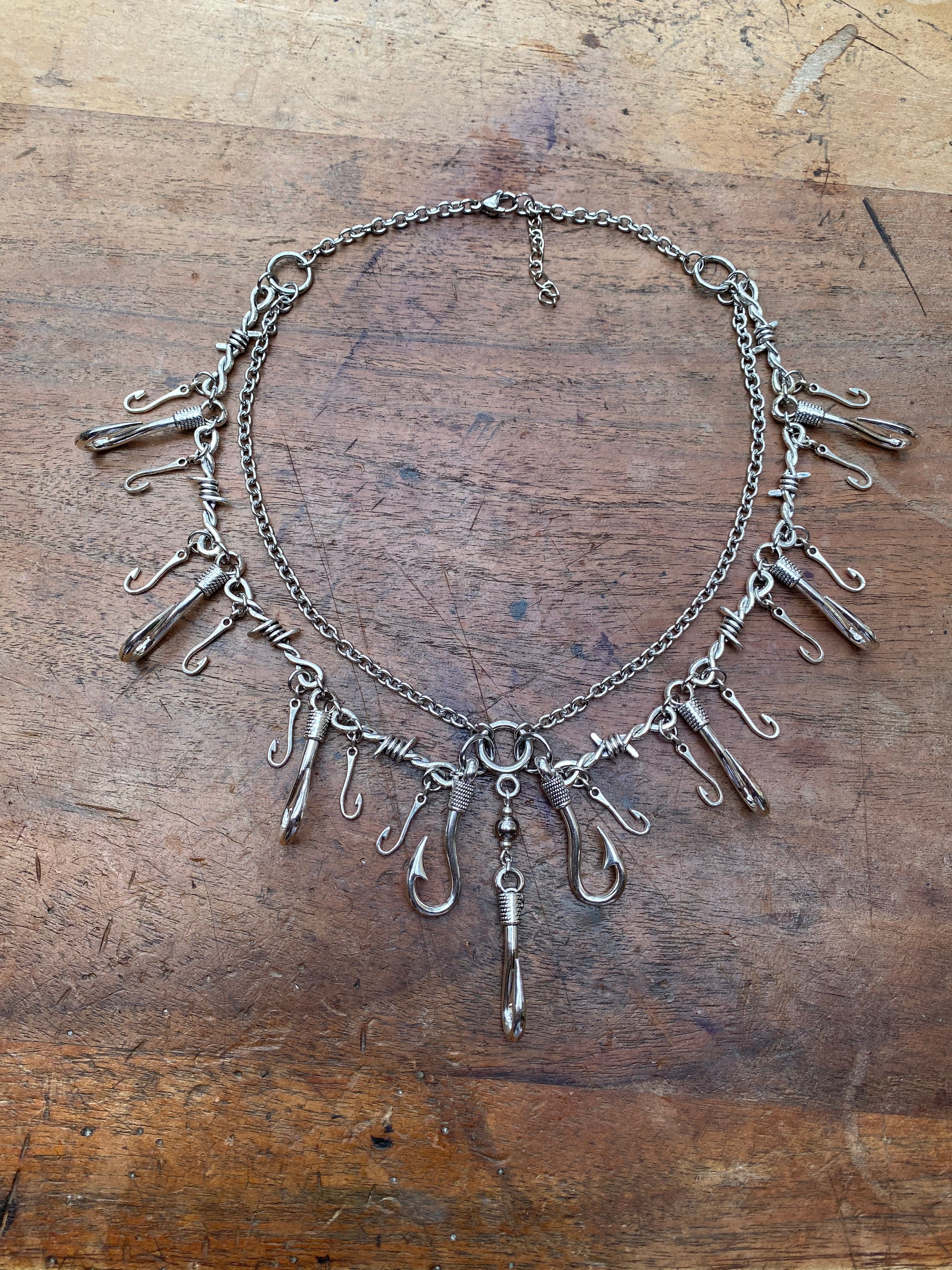 Hooks, Barbed Wire and Chains Necklace