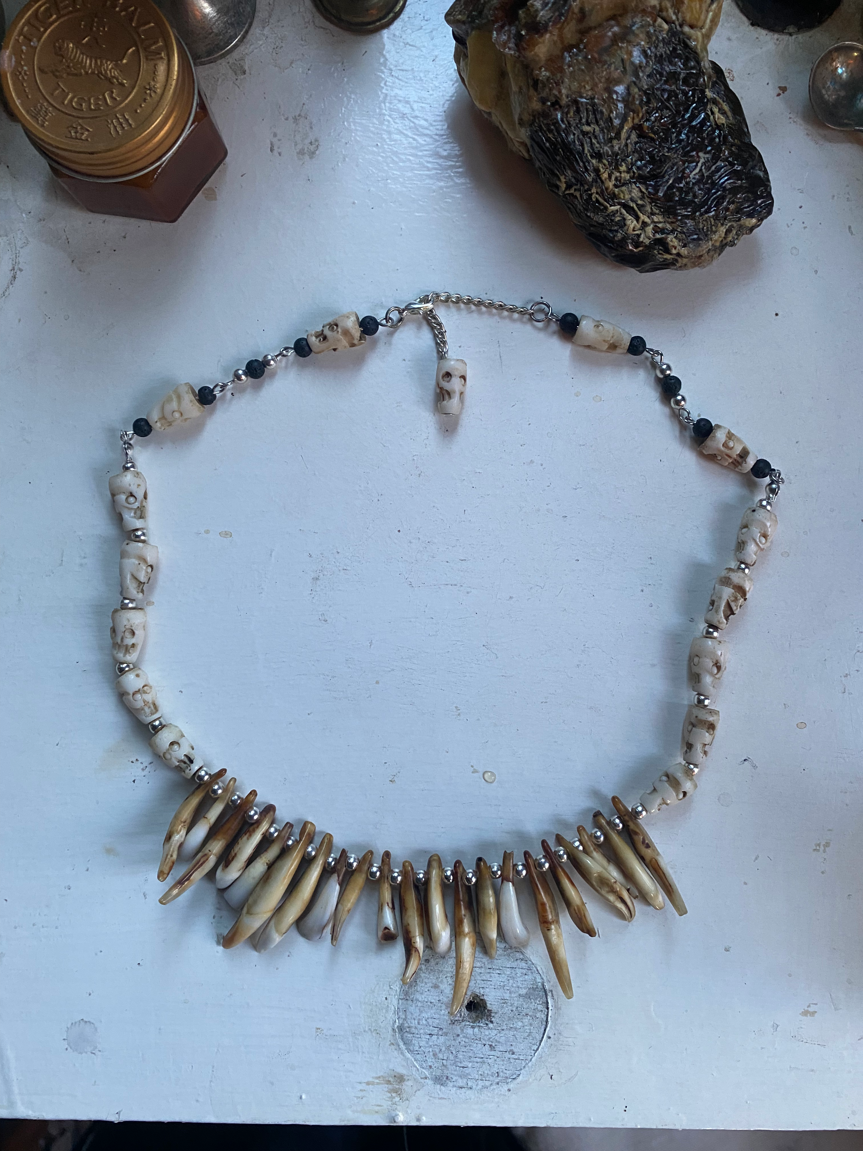 Animal Teeth and Carved Bone Necklace image 2