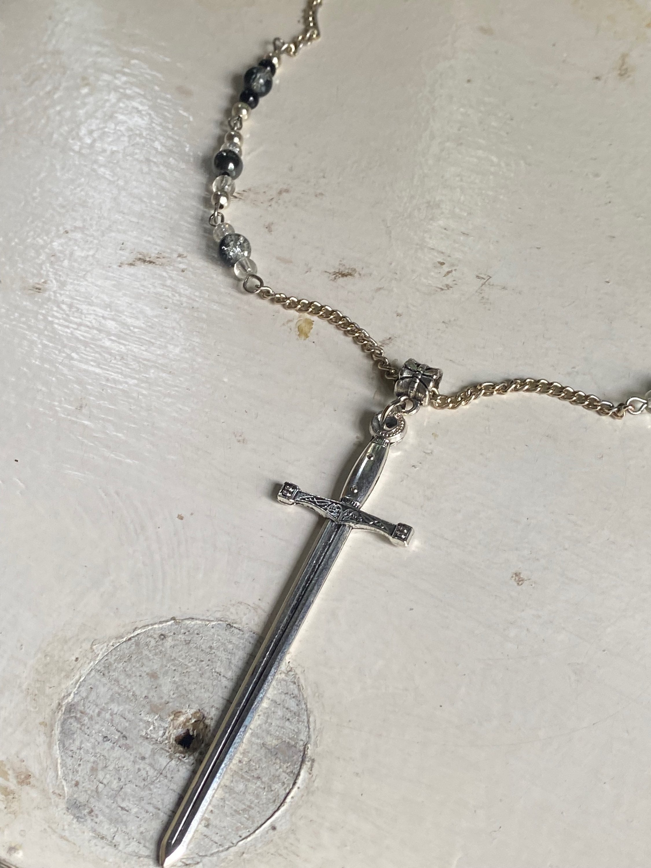 Sword Necklace with Glass Beads image 3