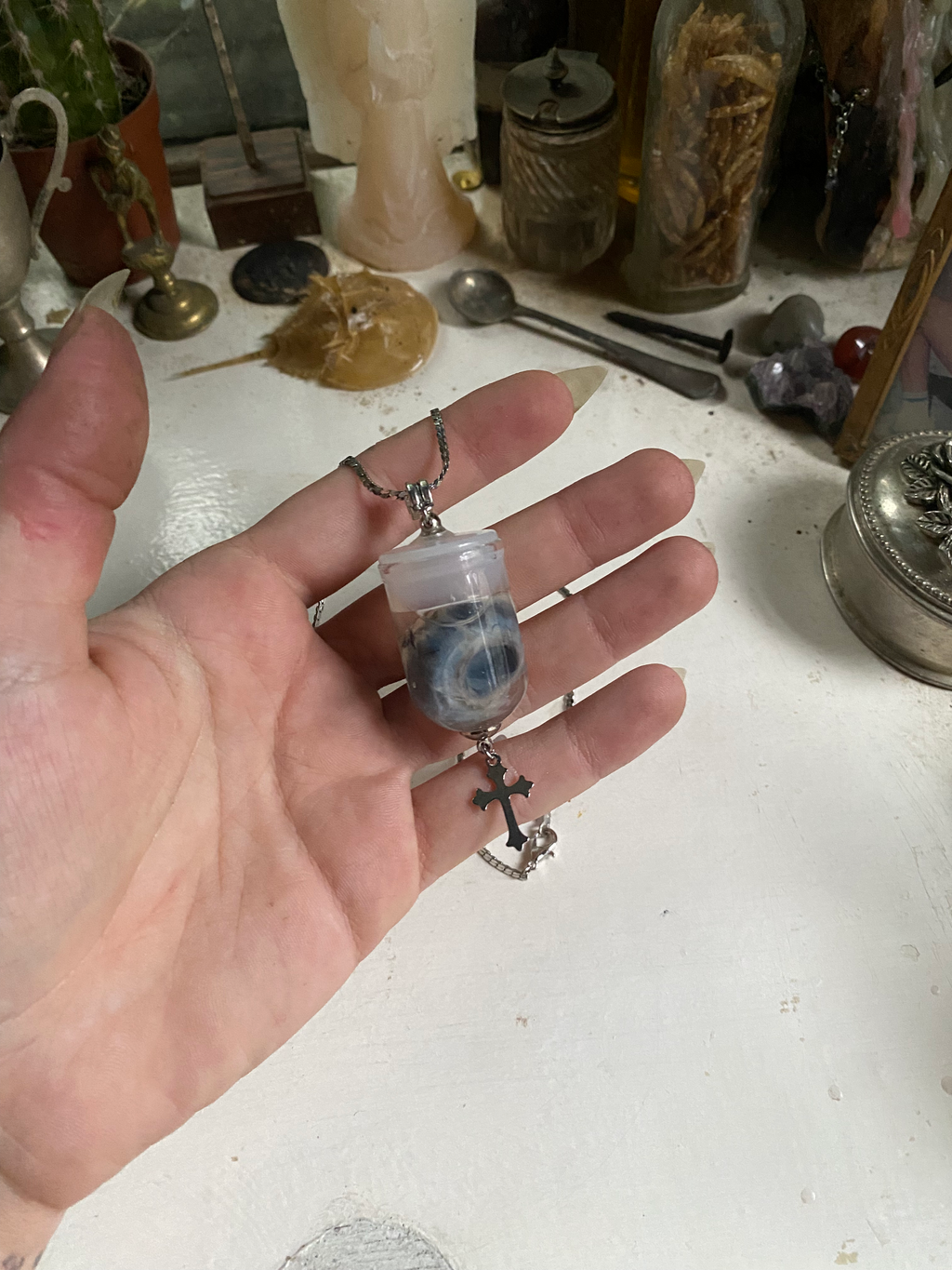 Crow Eyeball Wet Specimen Necklace image 2