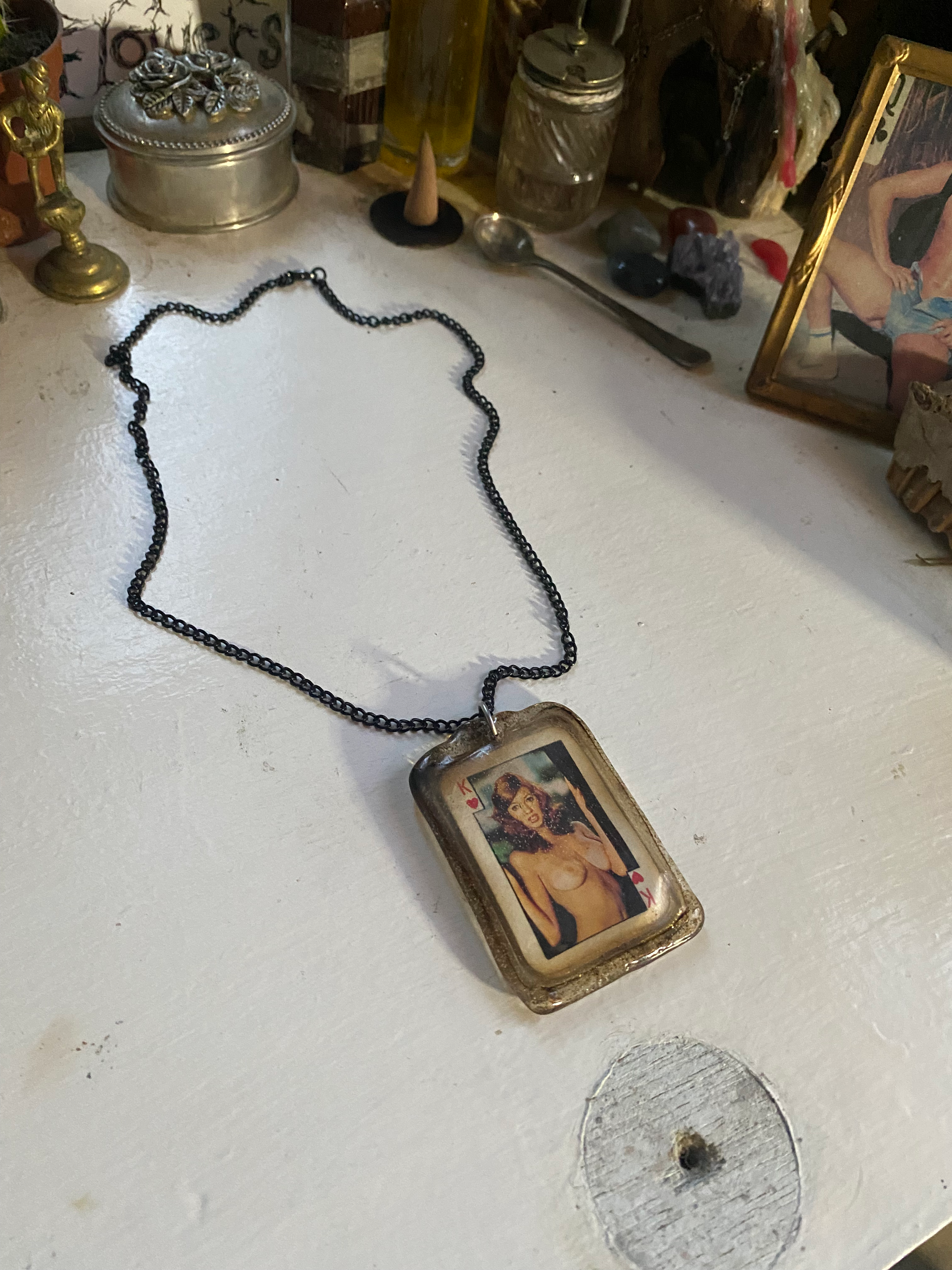 Vintage Nude Playing Cards Necklace image 0