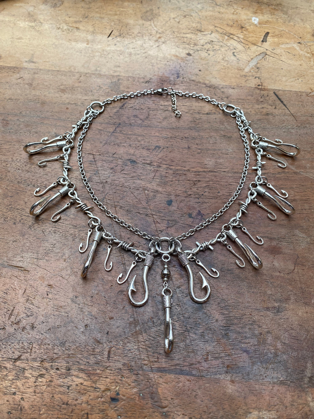 Hooks, Barbed Wire and Chains Necklace