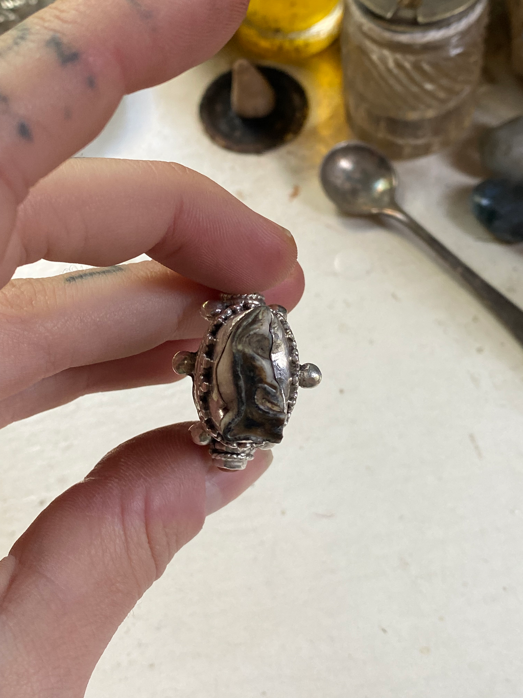 Fossilised Tooth and Sterling Silver Ring image 6