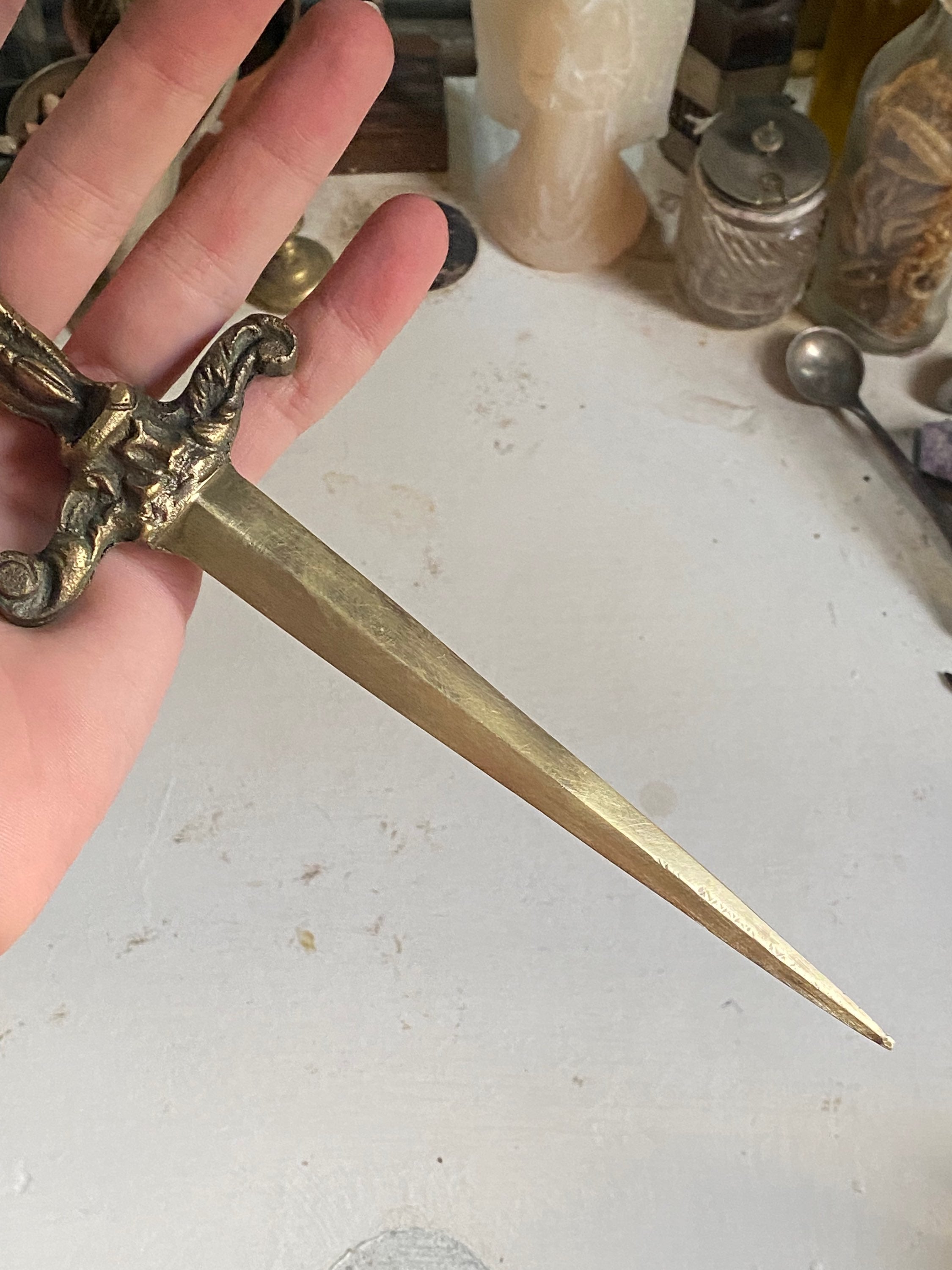 Brass Knight Handle Dagger image 3
