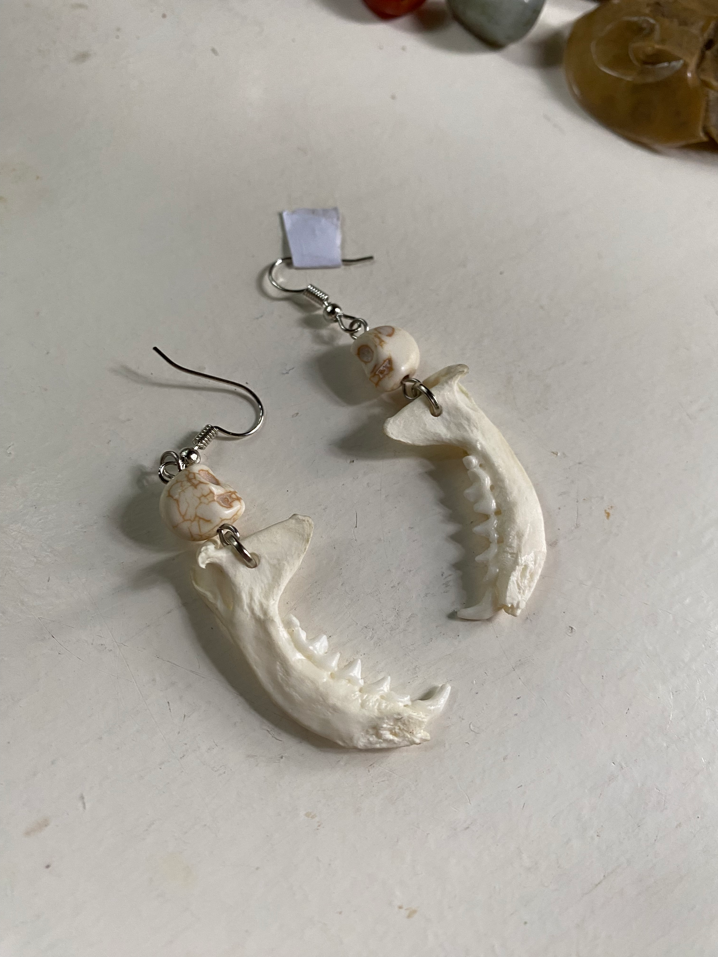 Mink Jawbones and Skull Charms Earrings image 1