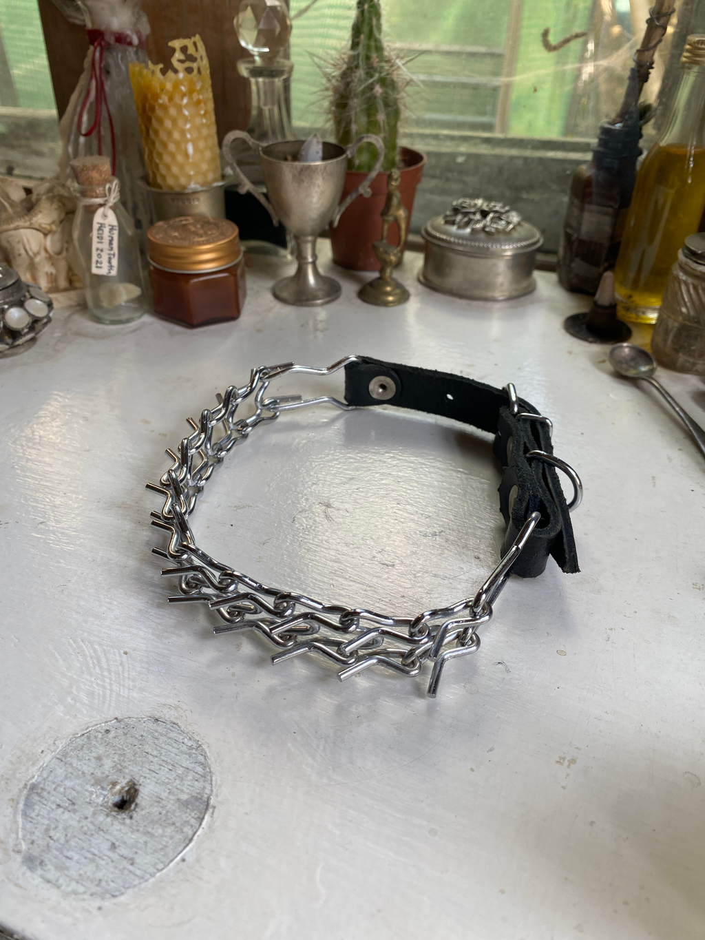 Spikes and Leather Collar image 0