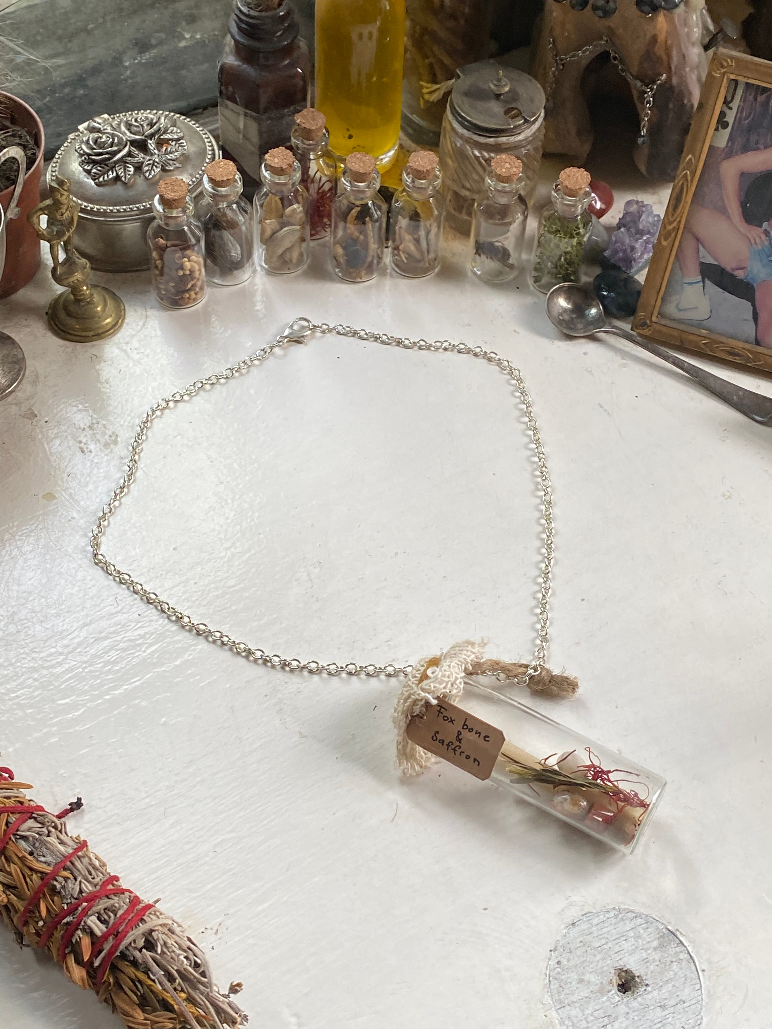 Fox Bone Spell Jar Necklace image 0