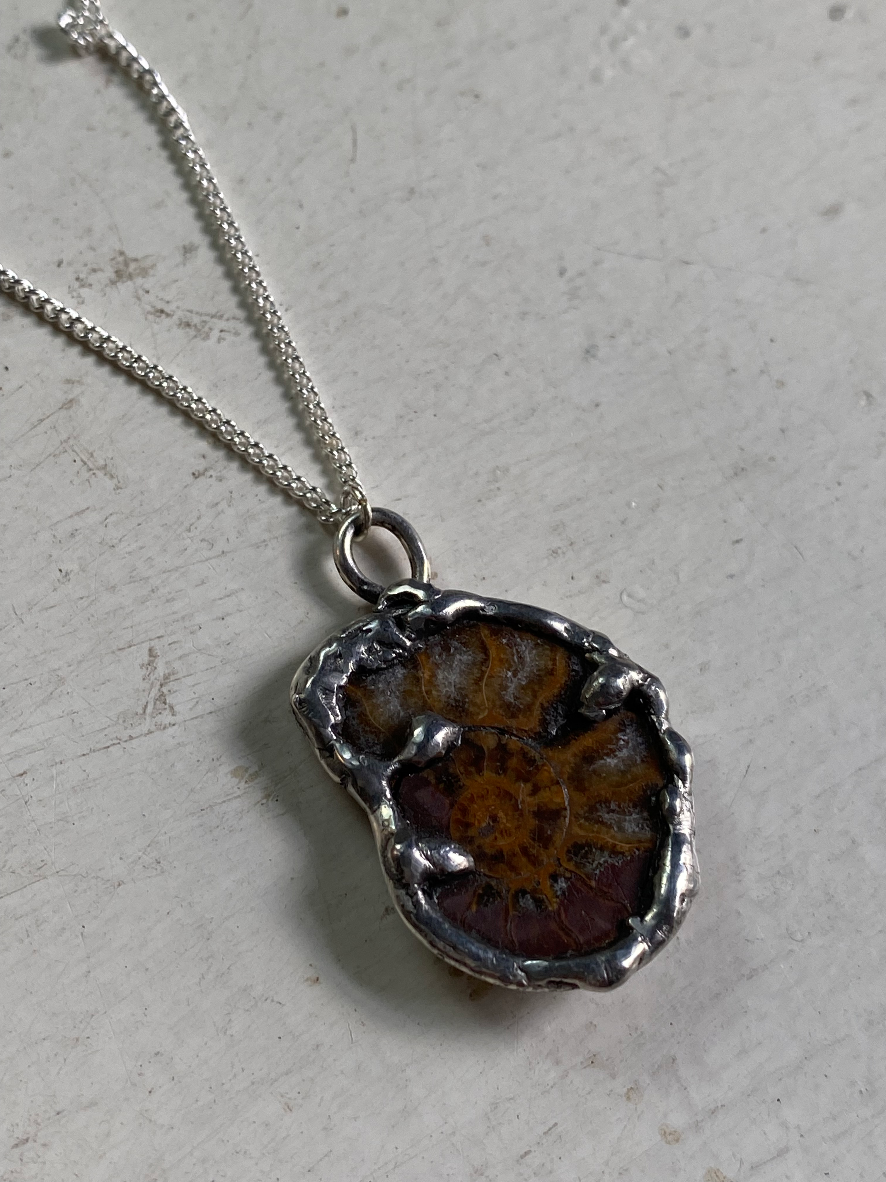 Fossil in Sterling Silver Frame Necklace image 0