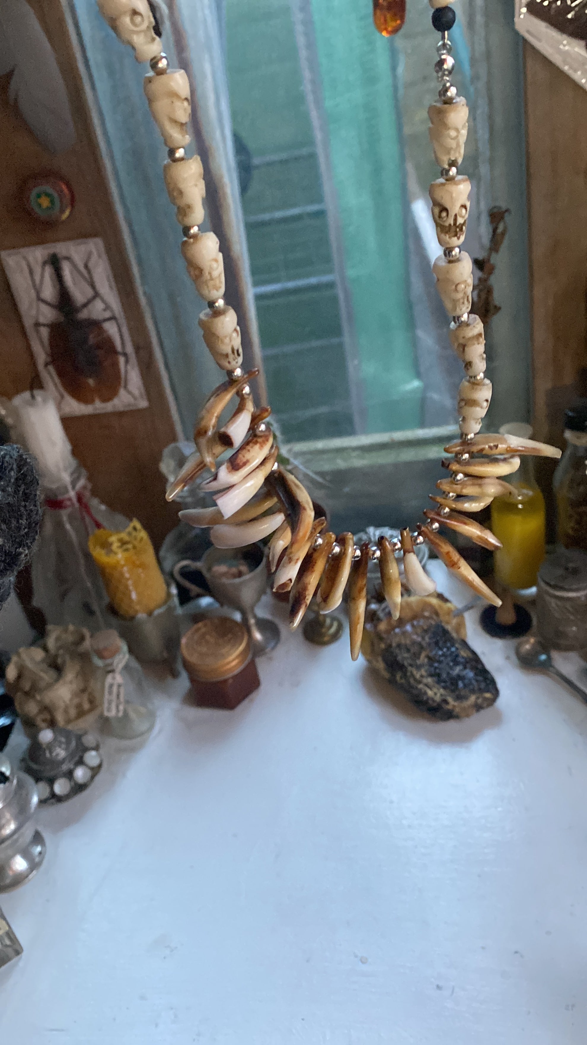 Animal Teeth and Carved Bone Necklace image 5