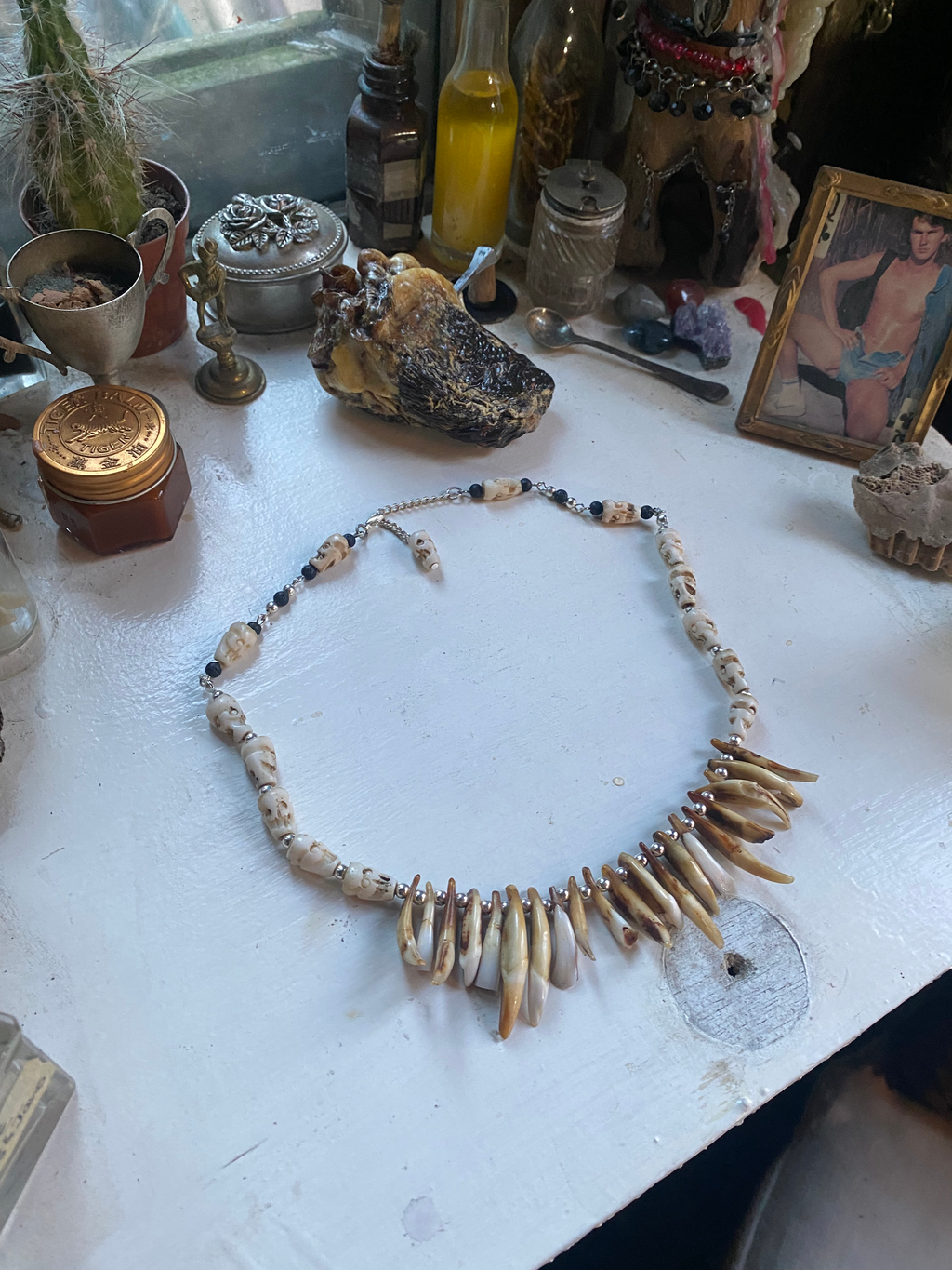 Animal Teeth and Carved Bone Necklace image 4