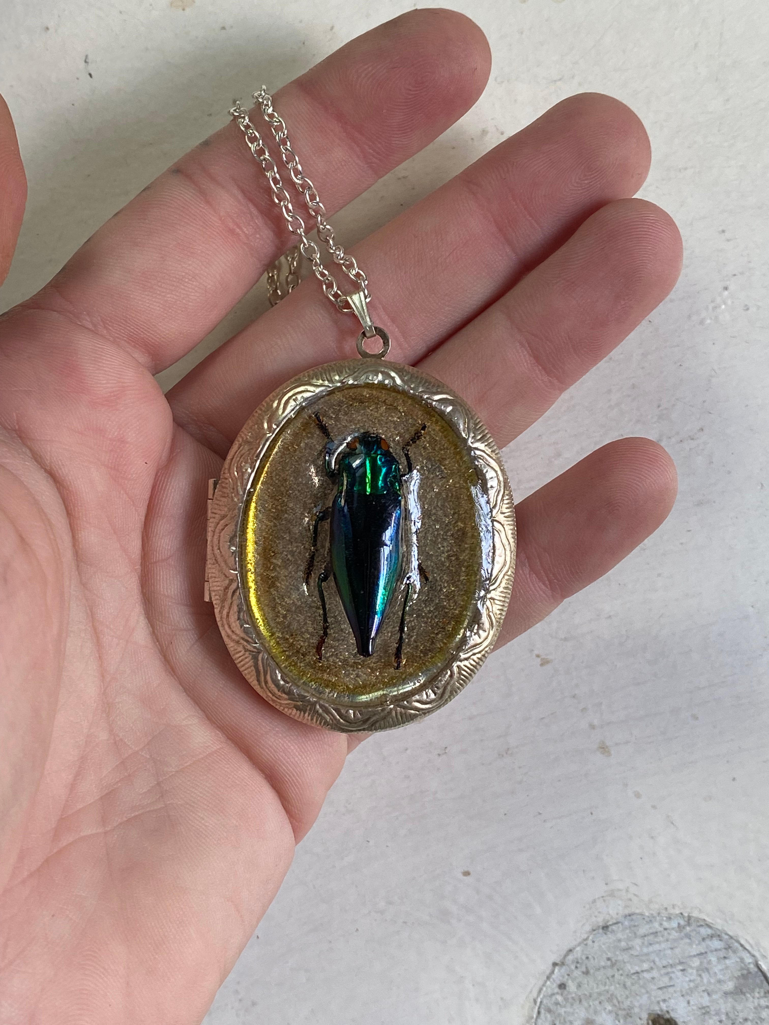 Beetle Locket with Mirror Necklace image 1