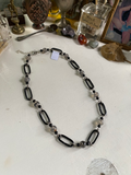 Moss Agate and Black Chain Links Necklace image 0