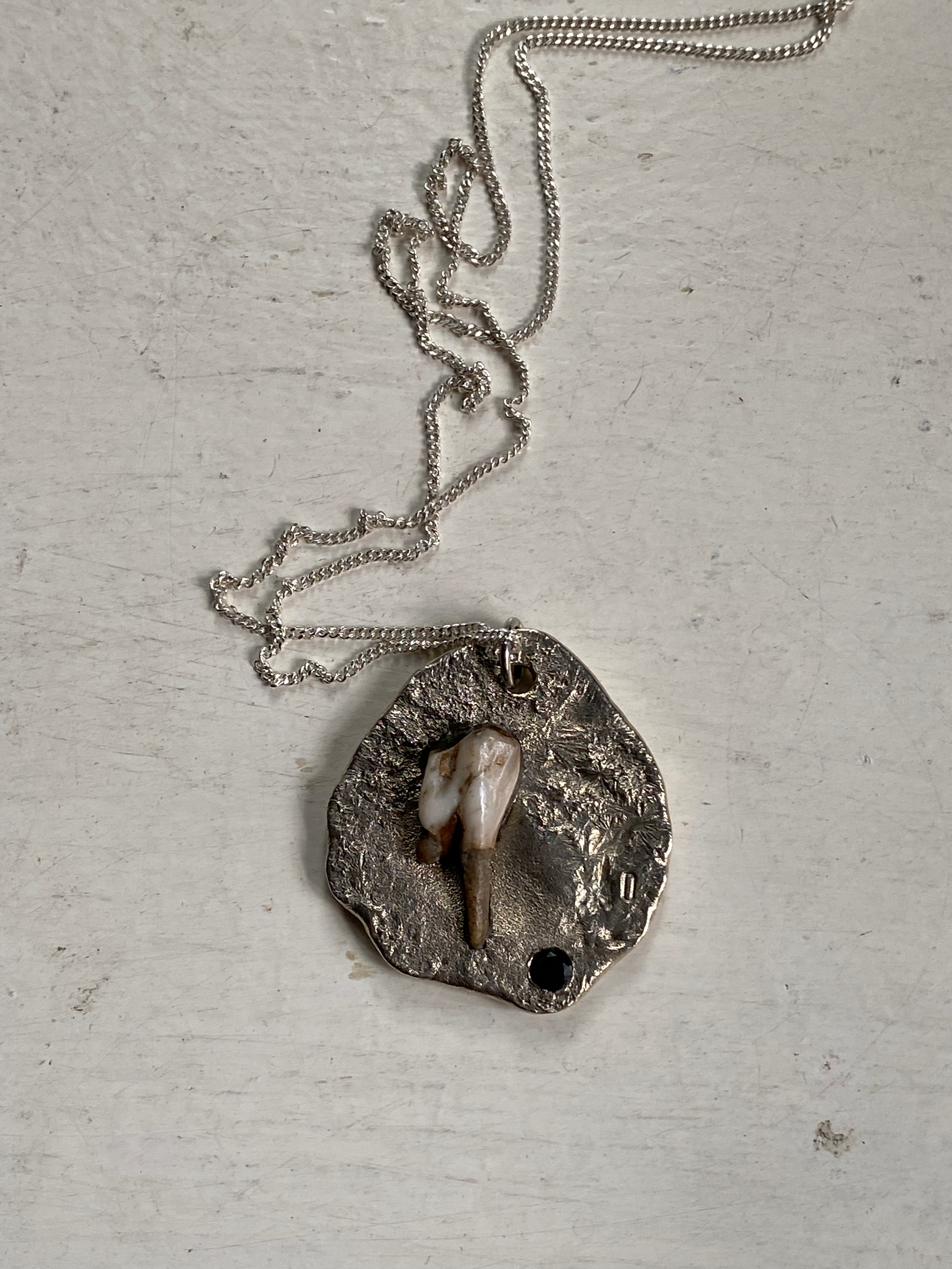 Sterling Silver, Tooth and CZ Necklace image 0