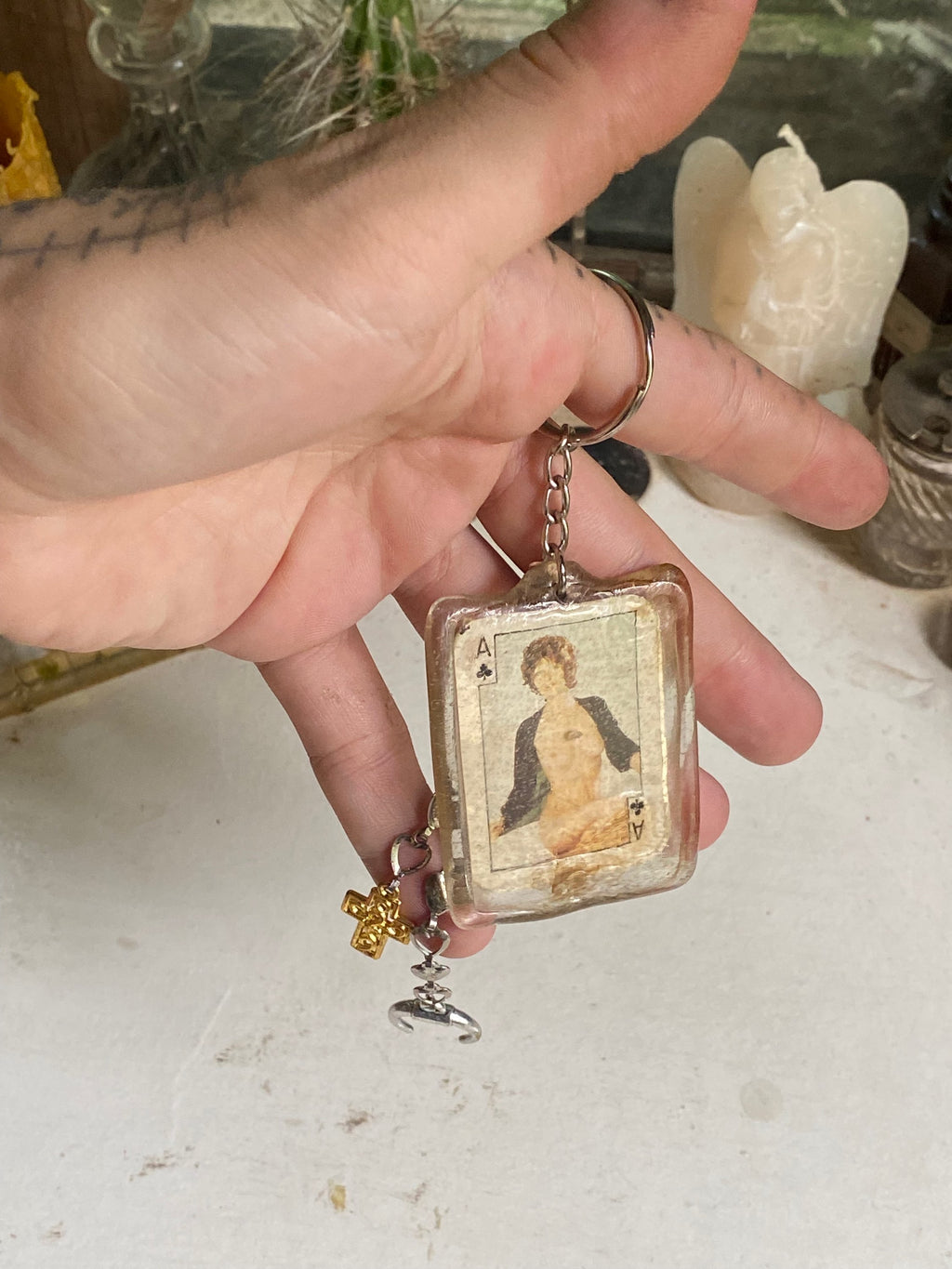 Vintage Erotic Playing Card Keychain image 1