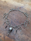 Tree Braches and Crow Skull with Openable Vial Necklace