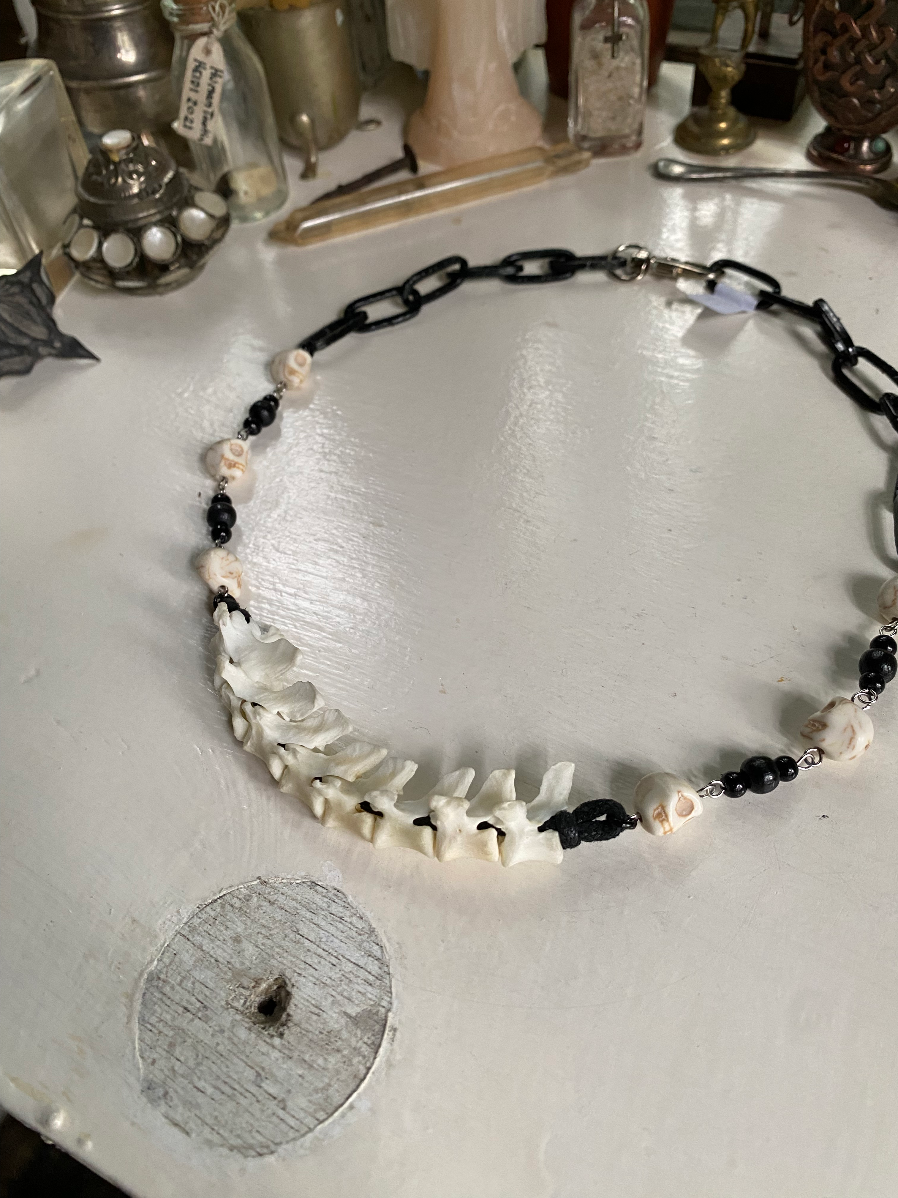 Mink Vertibrae Skeleton Black Chain Necklace image 2