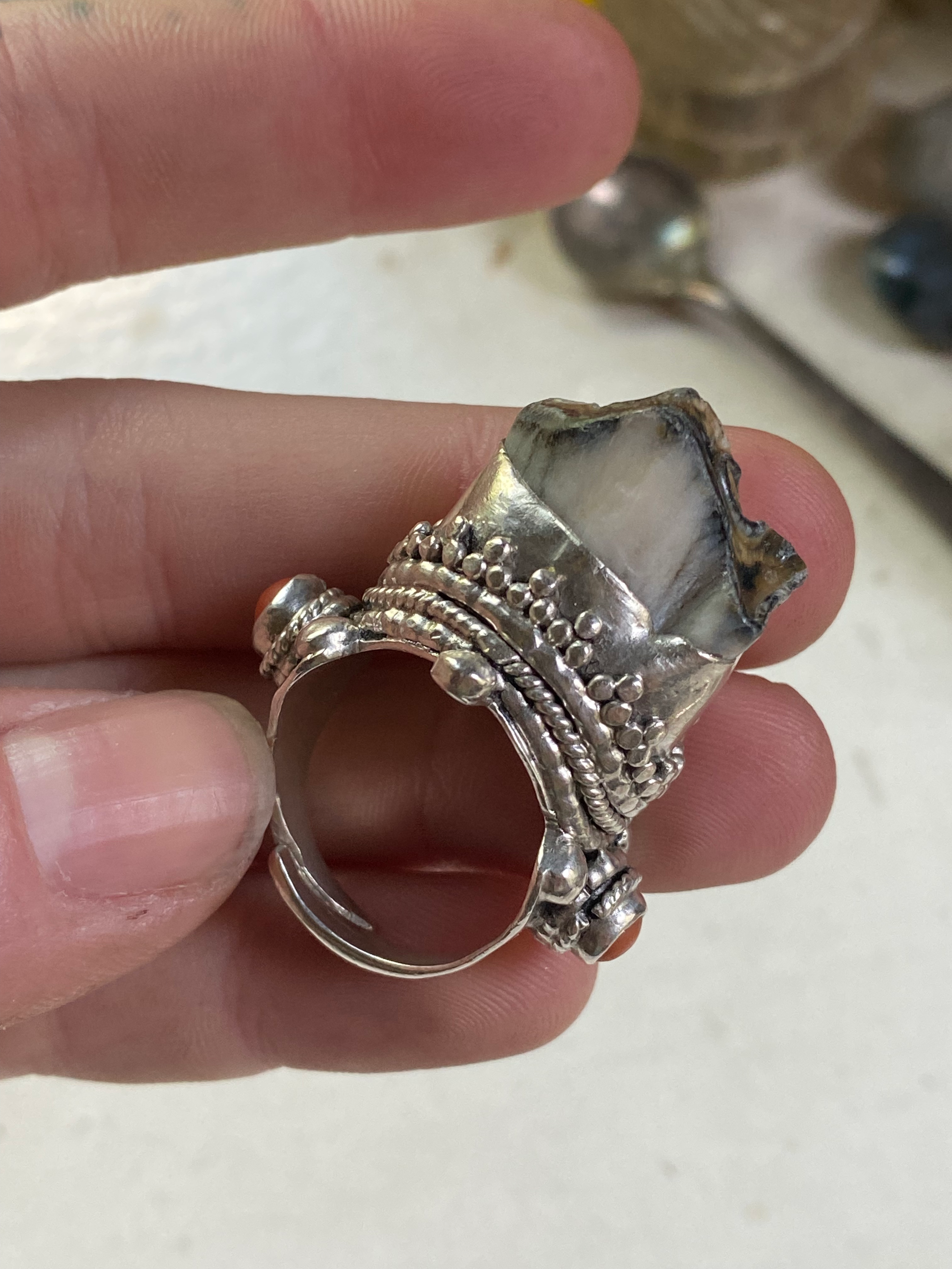 Fossilised Tooth and Sterling Silver Ring image 8