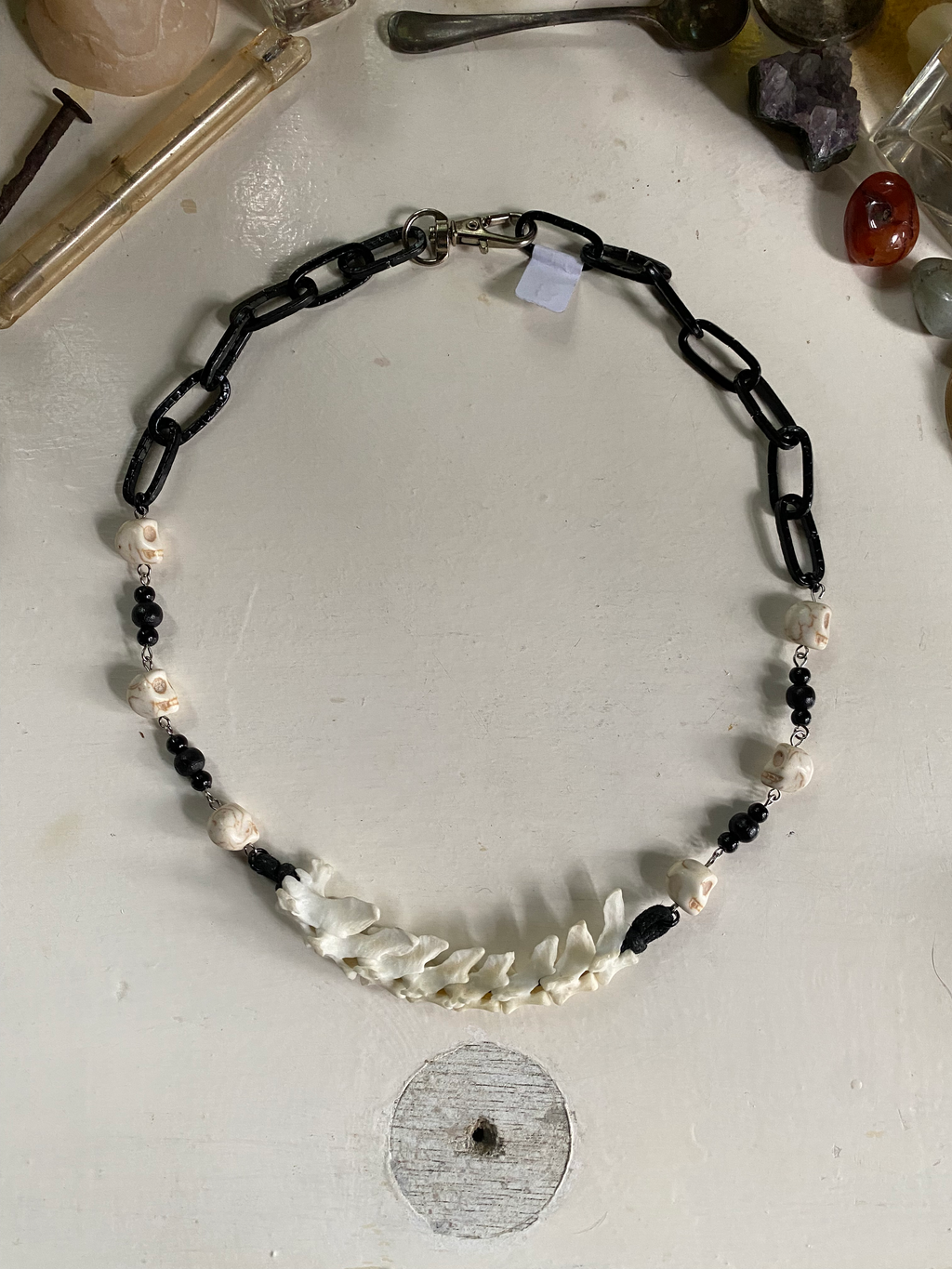 Mink Vertibrae Skeleton Black Chain Necklace image 0