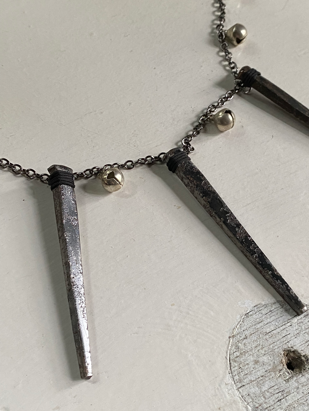 Coffin Nails and Small Bells Chain Necklace image 2