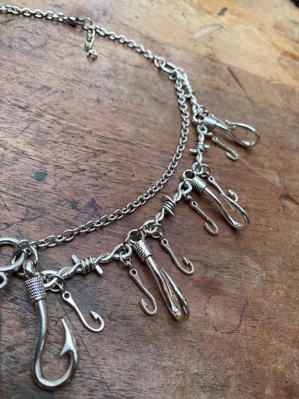 Hooks, Barbed Wire and Chains Necklace