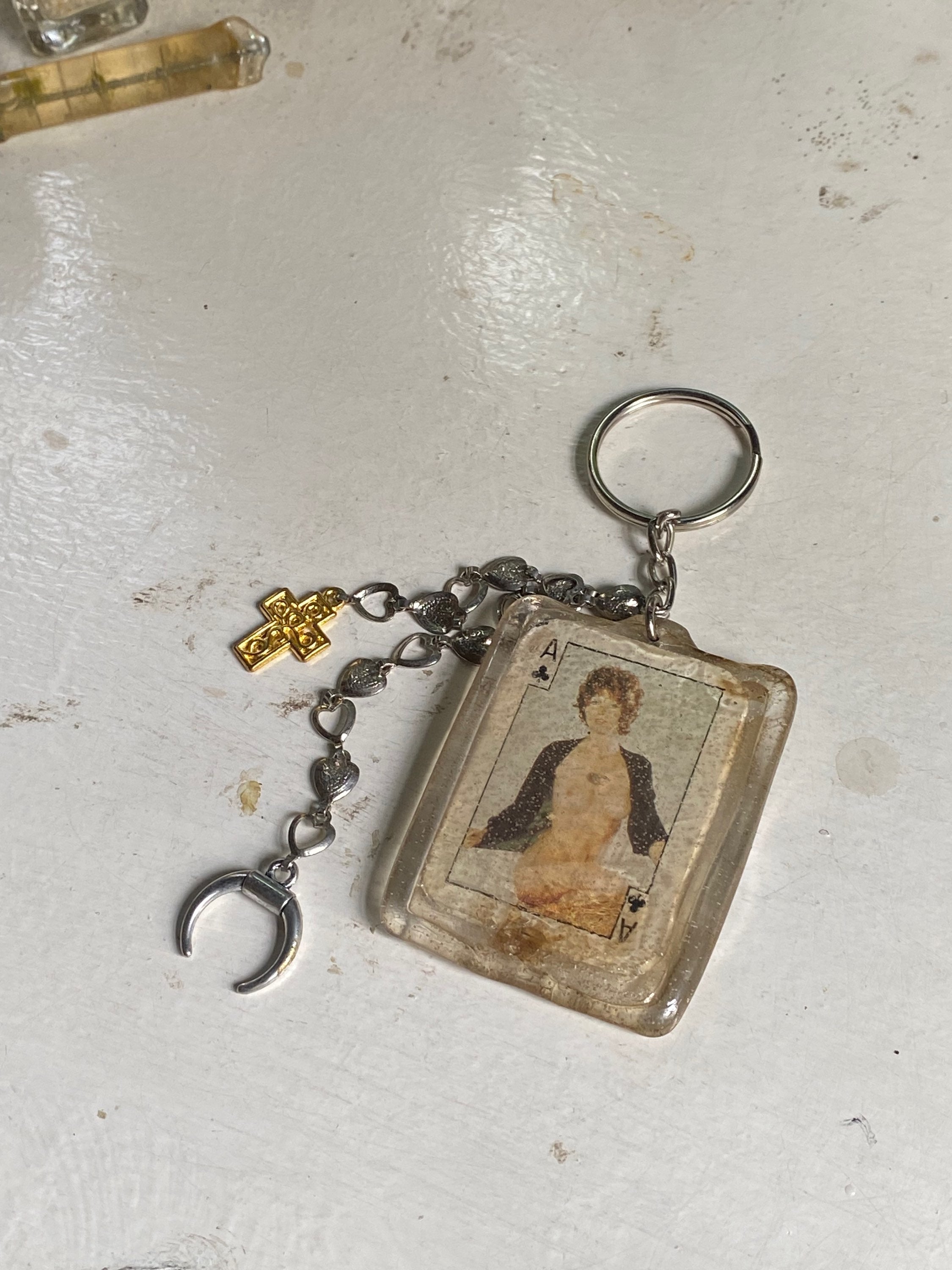 Vintage Erotic Playing Card Keychain image 0