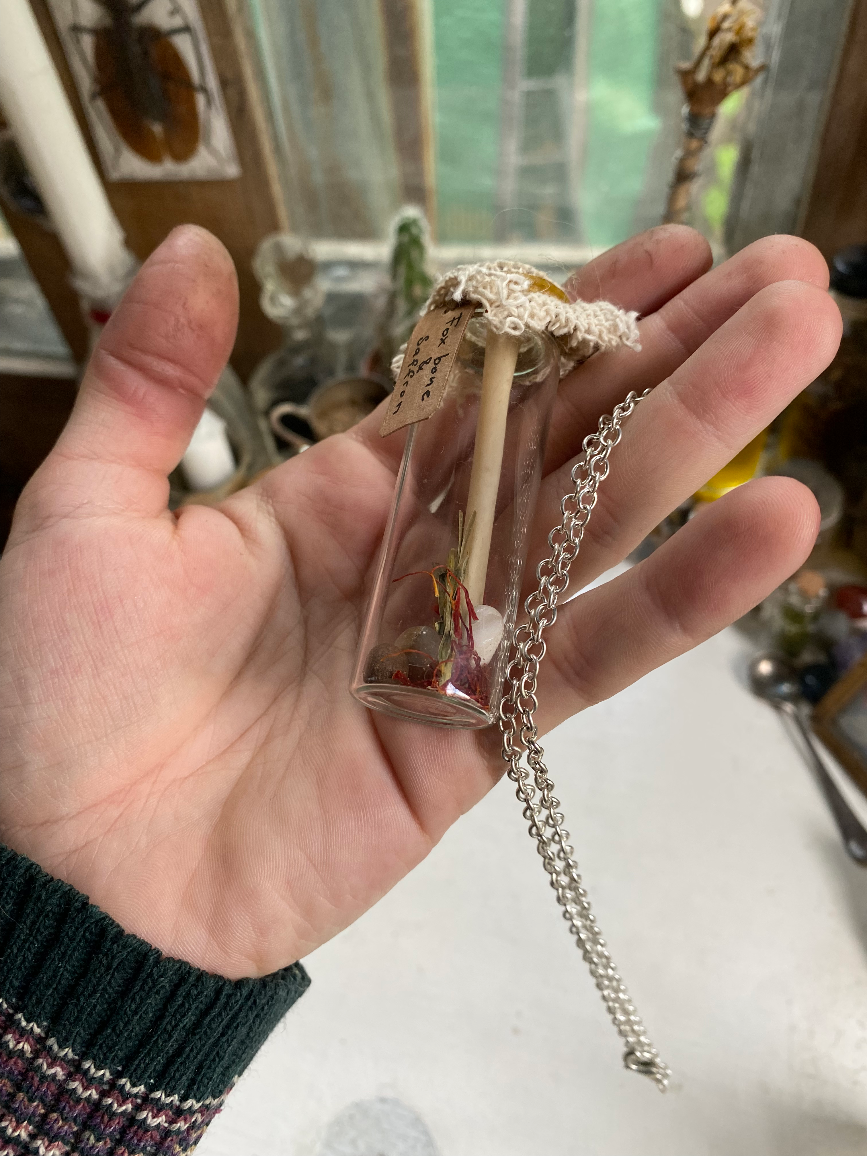 Fox Bone Spell Jar Necklace image 2