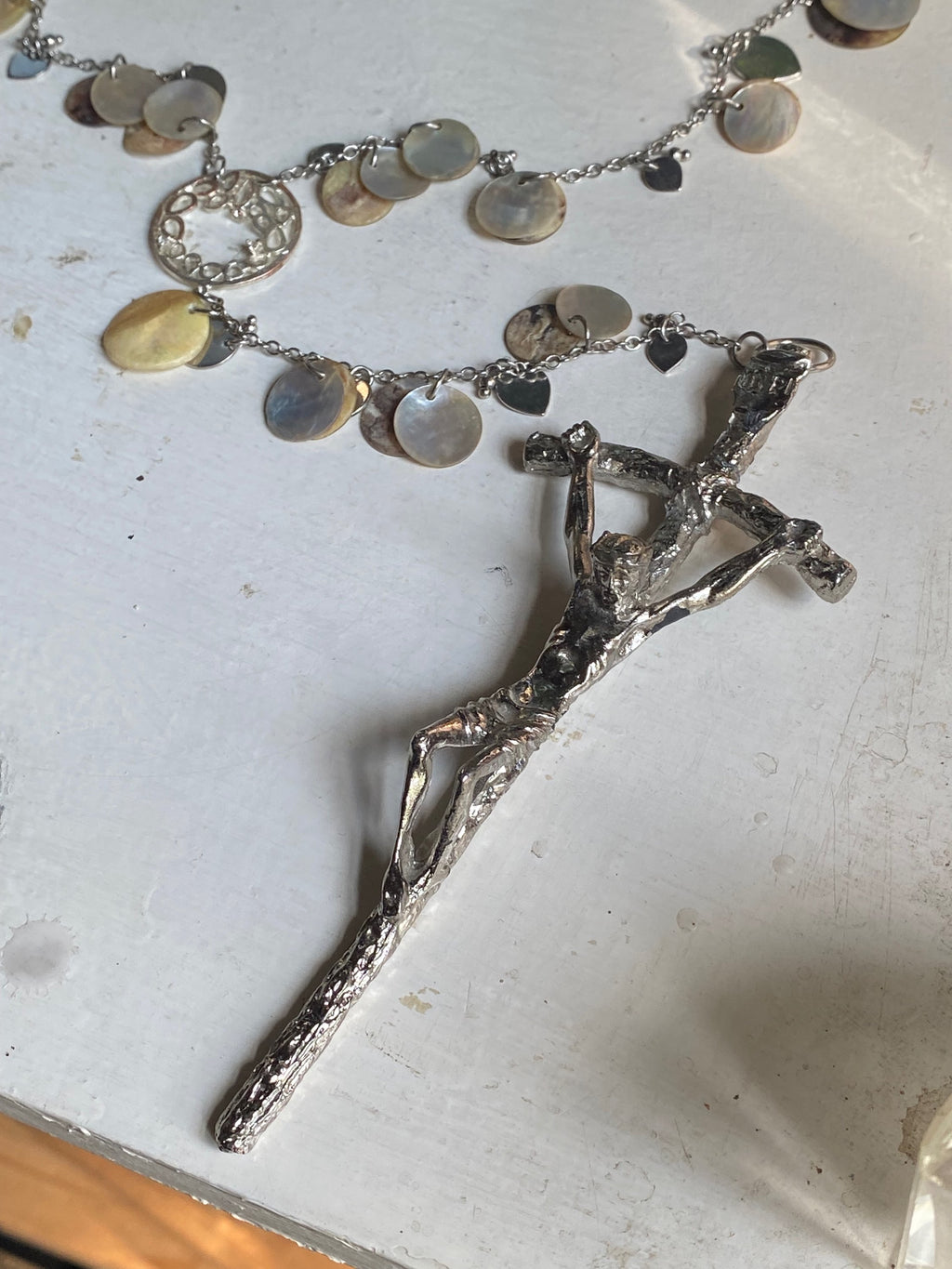 Mother of Pearl Rosary Necklace image 2