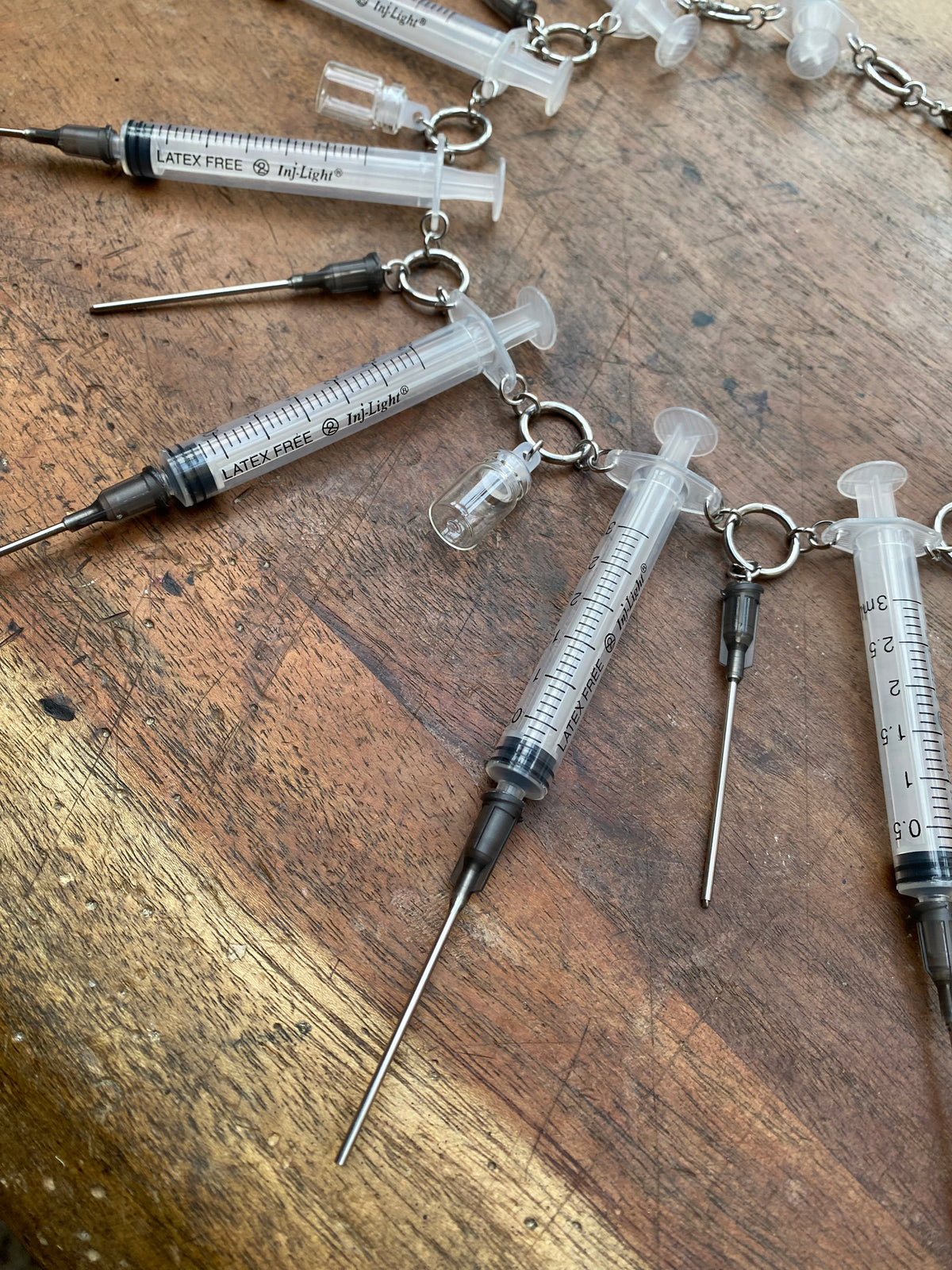 Syringes, Needles and Glass Vials Necklace