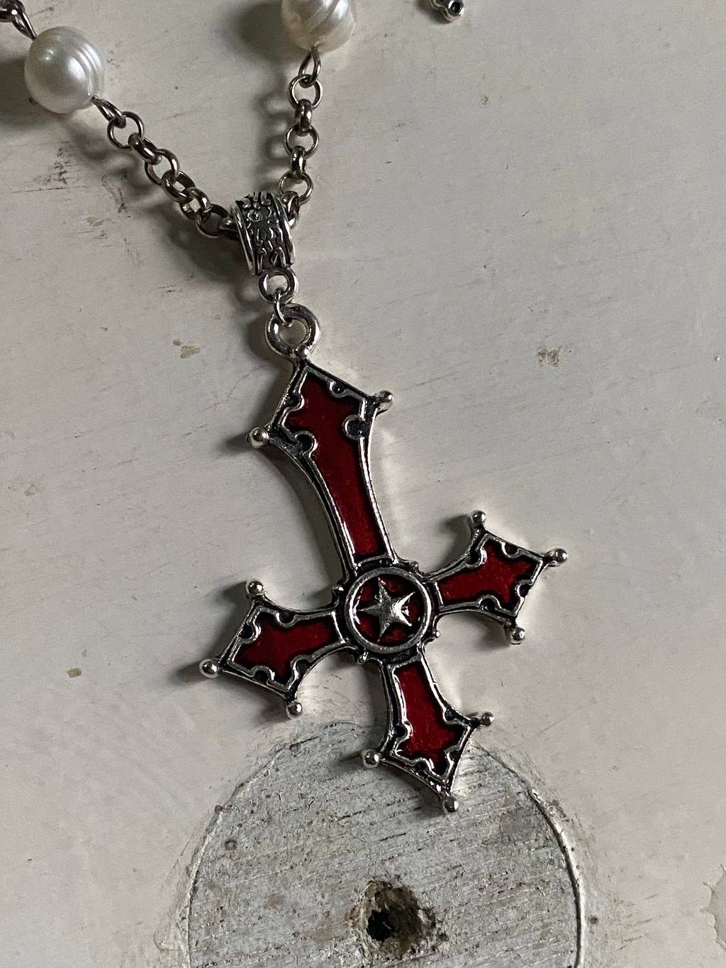 Glass Vial and Inverted Cross Necklace image 3