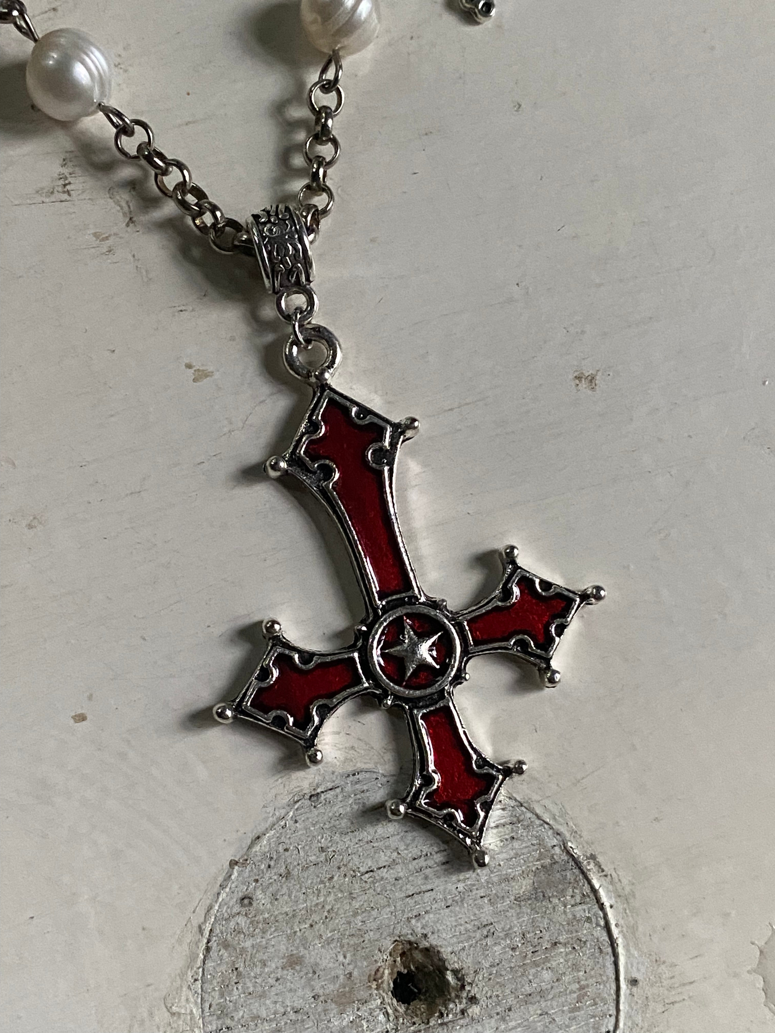 Glass Vial and Inverted Cross Necklace image 3