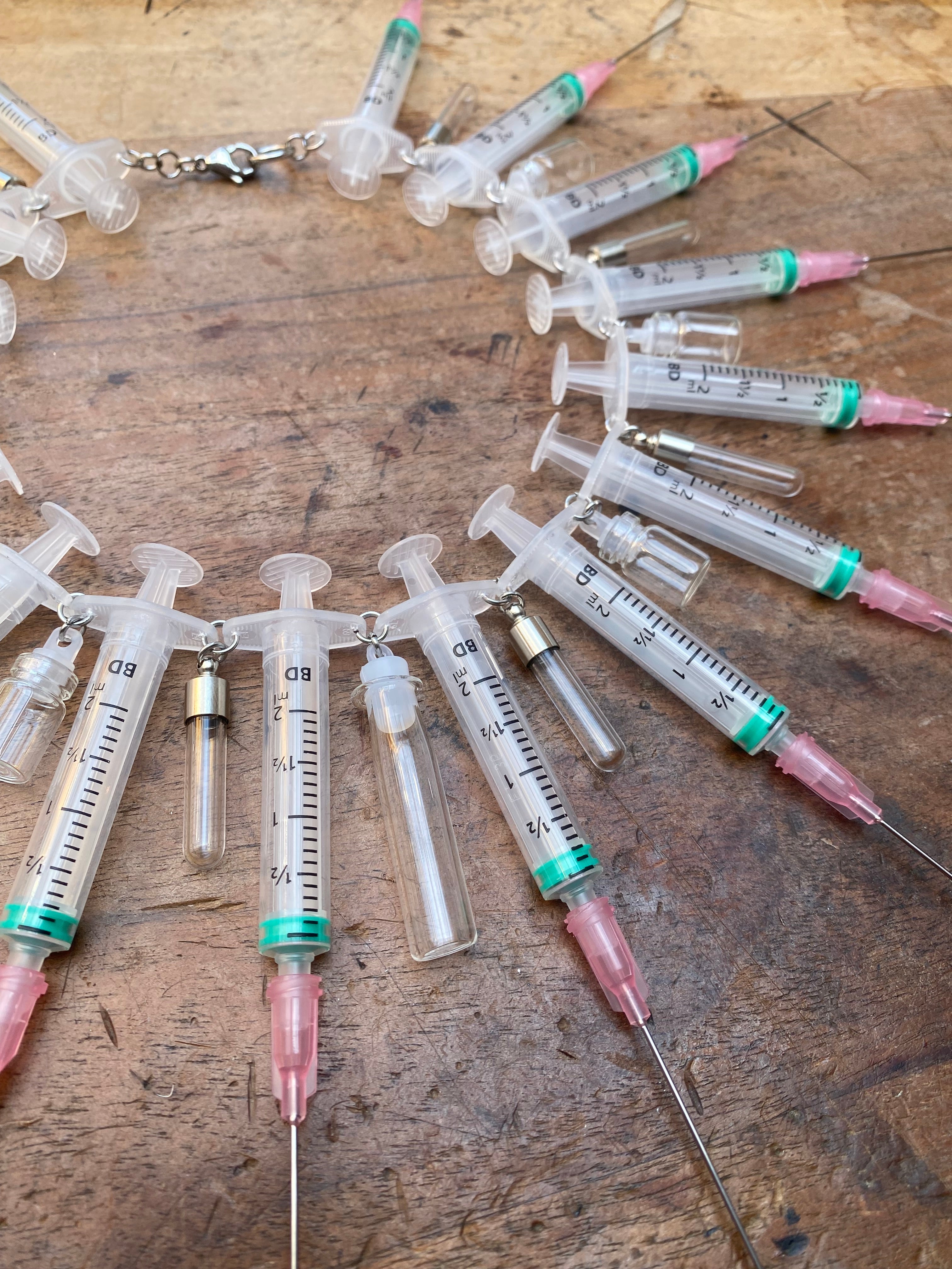 Syringe and Glass Vials Necklace