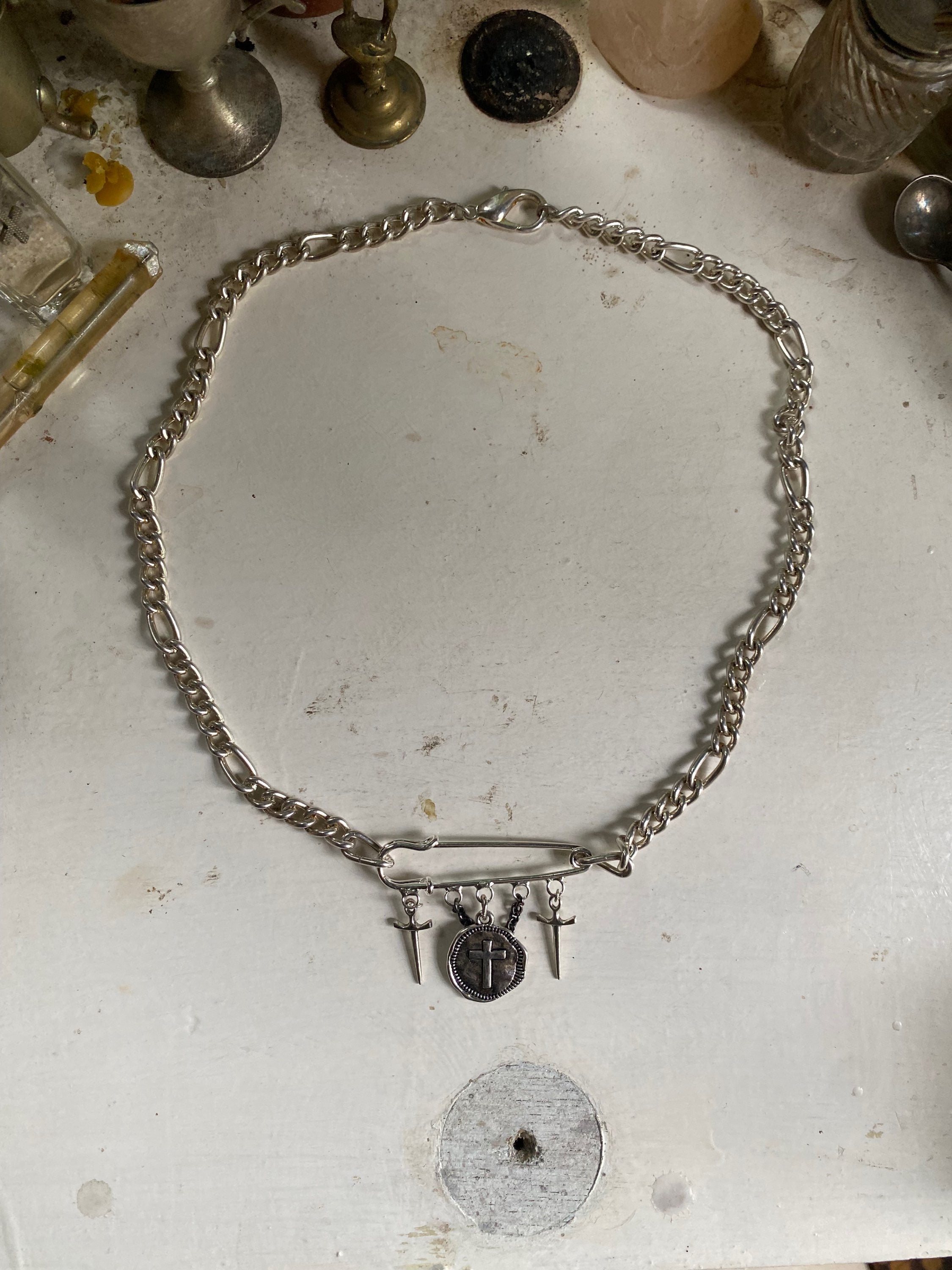 Crosses and Safety Pin Chain image 0