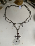 Glass Vial and Inverted Cross Necklace image 0