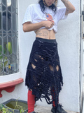 Torn Black Knit Skirt image 0
