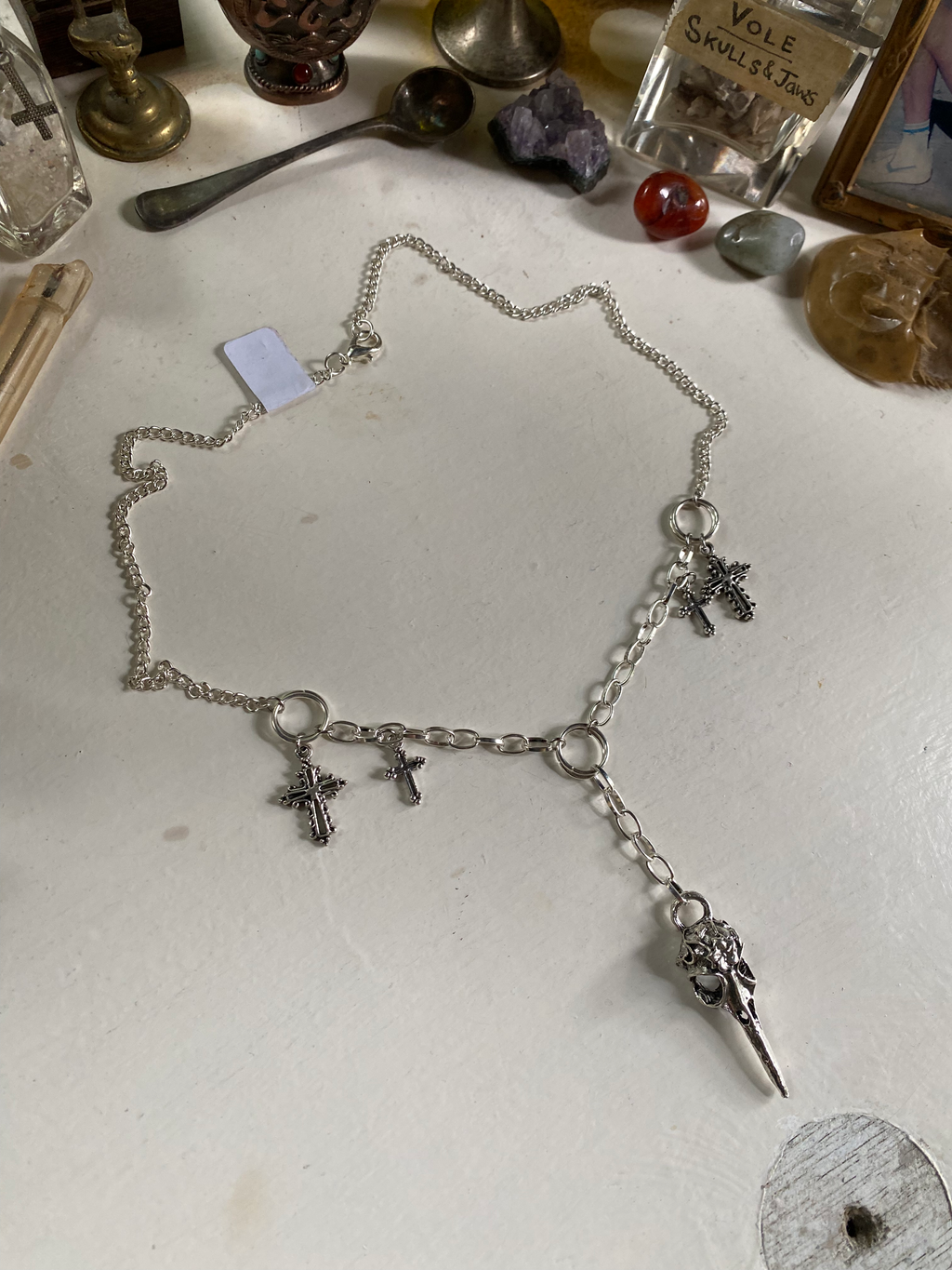 Bird Skull and Crosses Necklace image 3