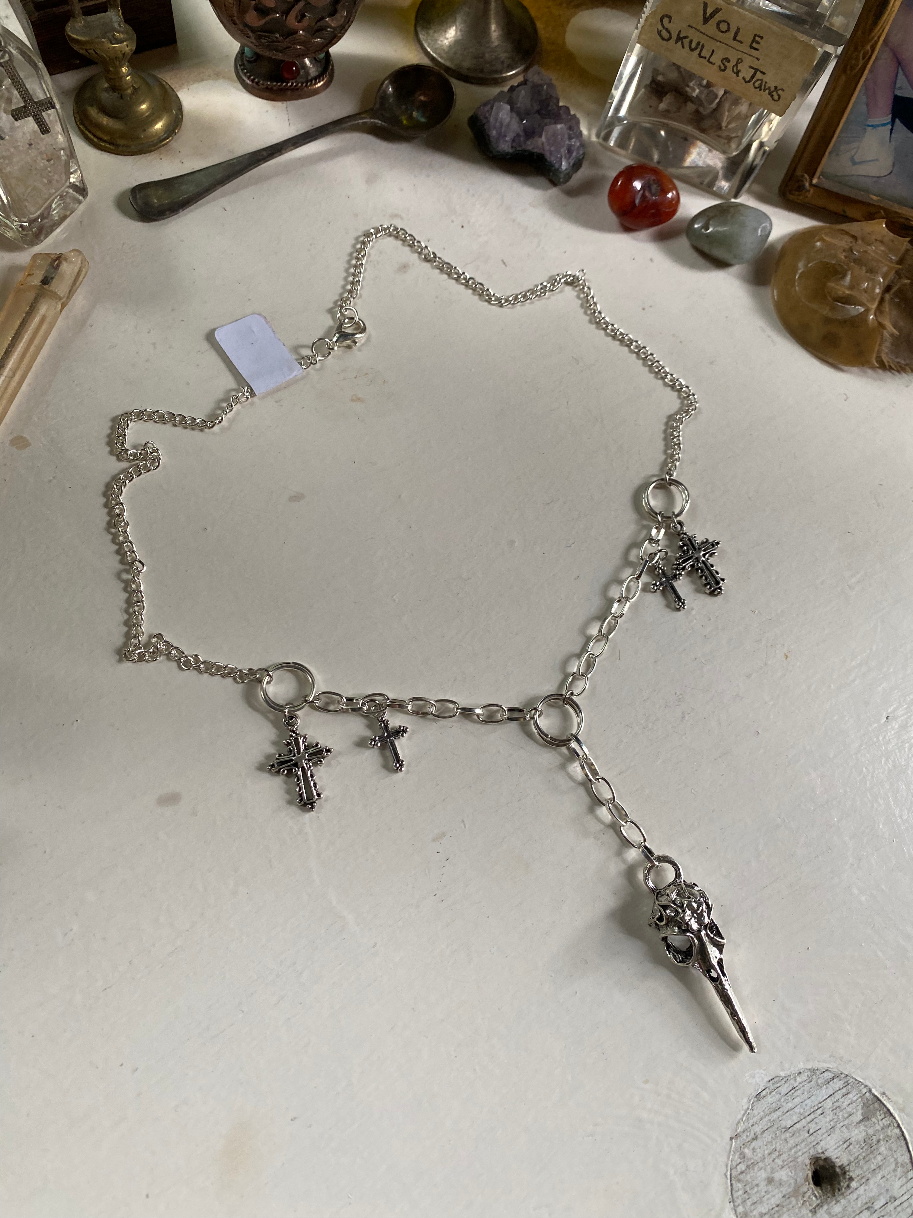 Bird Skull and Crosses Necklace image 3