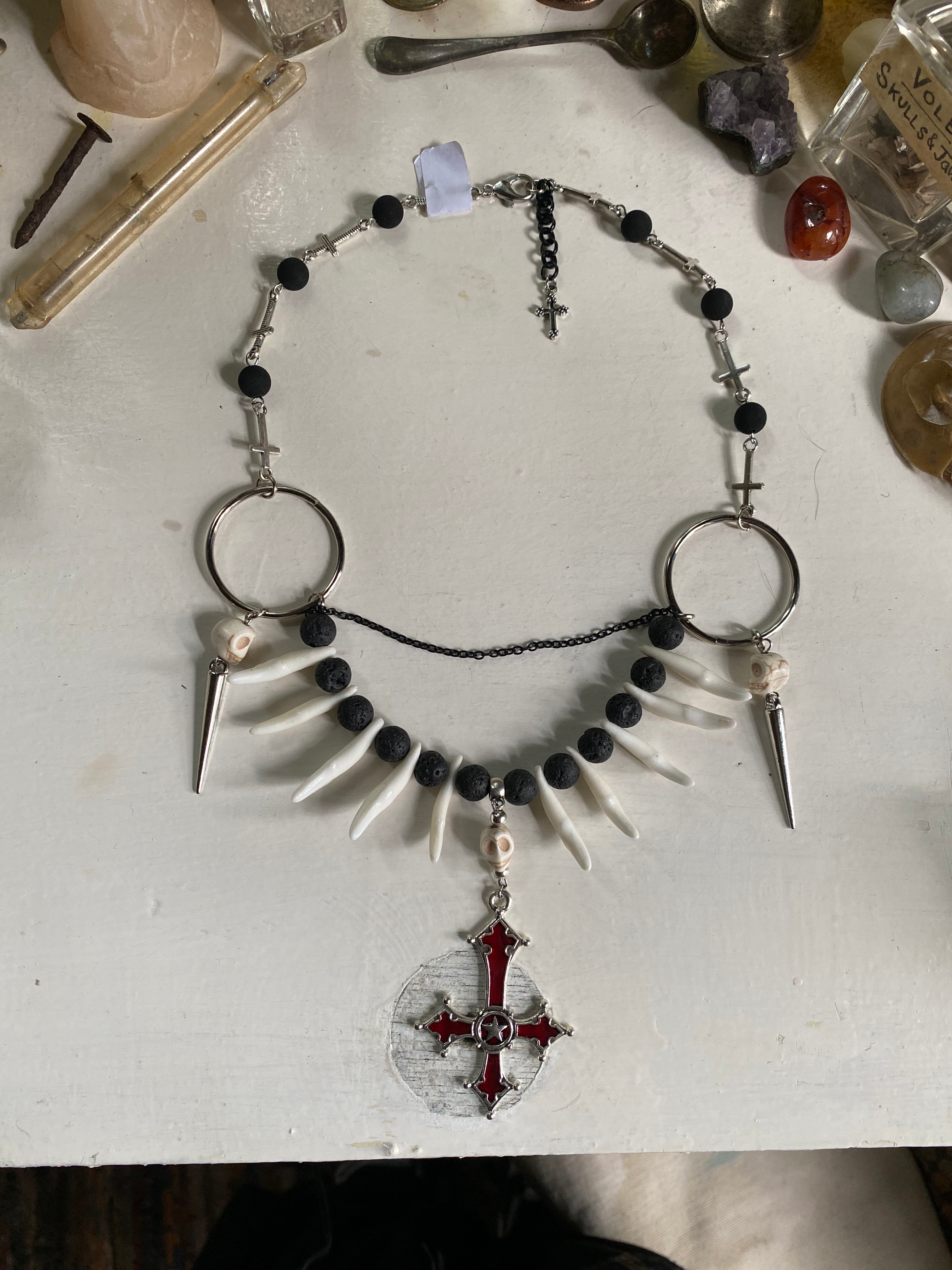 Coyote Teeth and Inverted Red Cross Necklace image 4