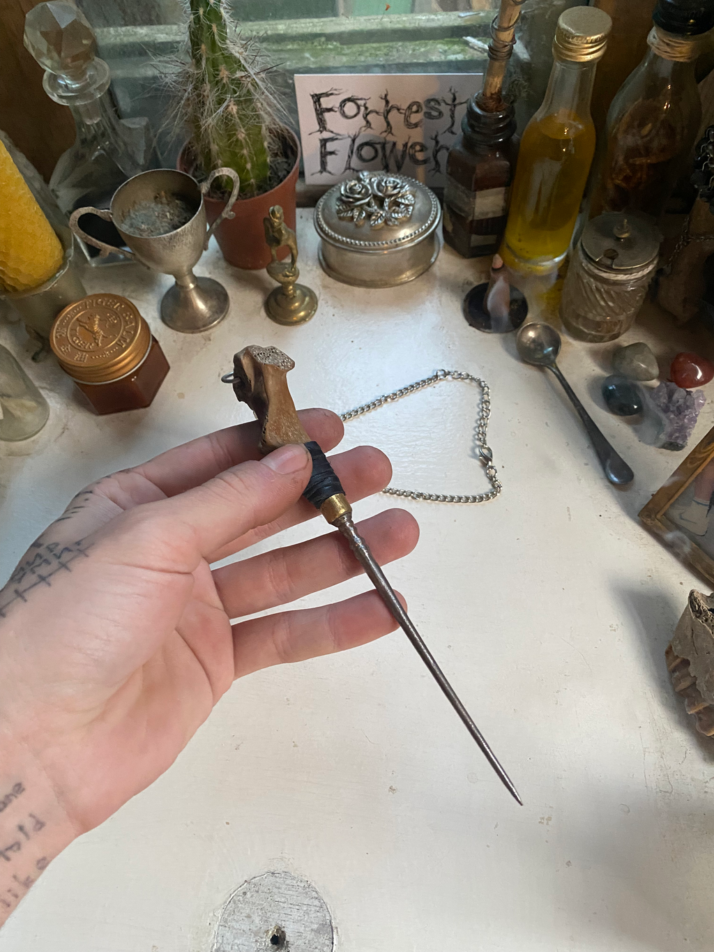Vertebrae Bone Knife/Owl on Chain image 4