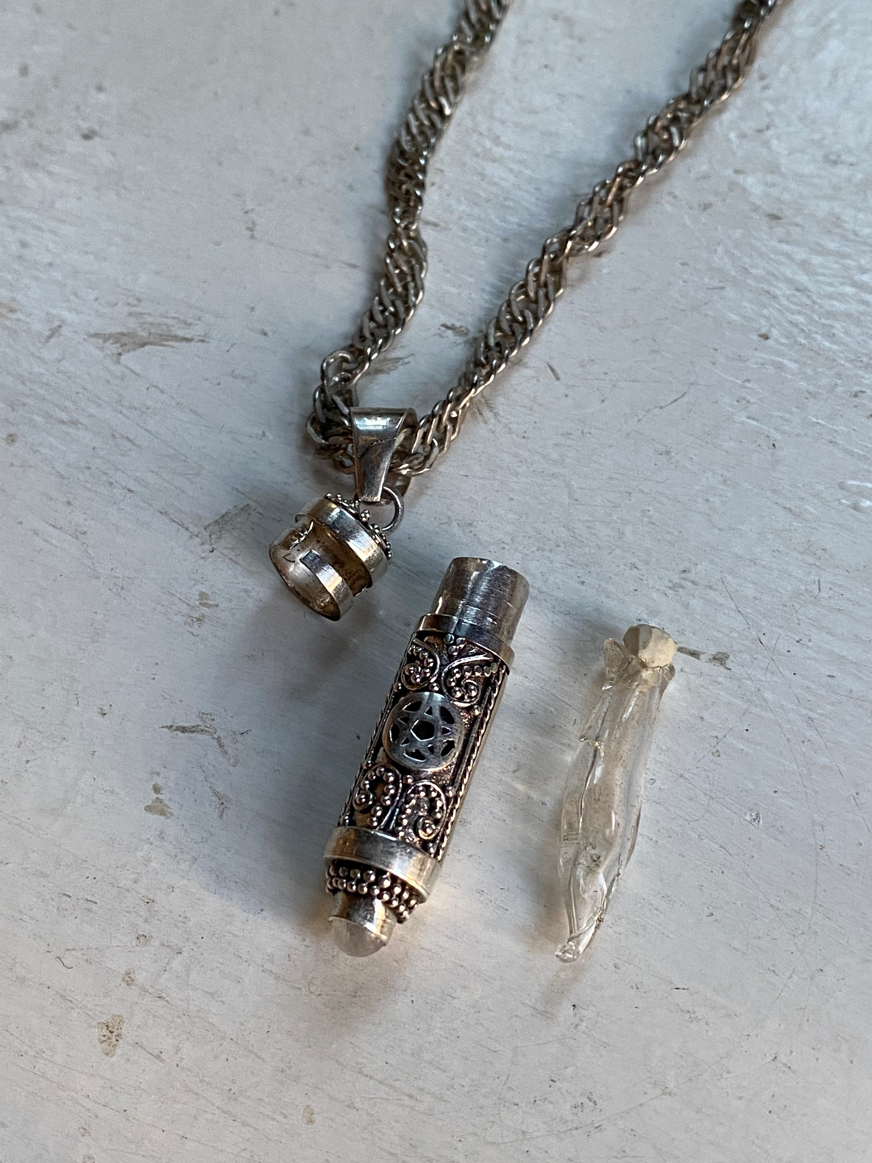 Glass Vial in Sterling Silver Capsule Necklace image 0