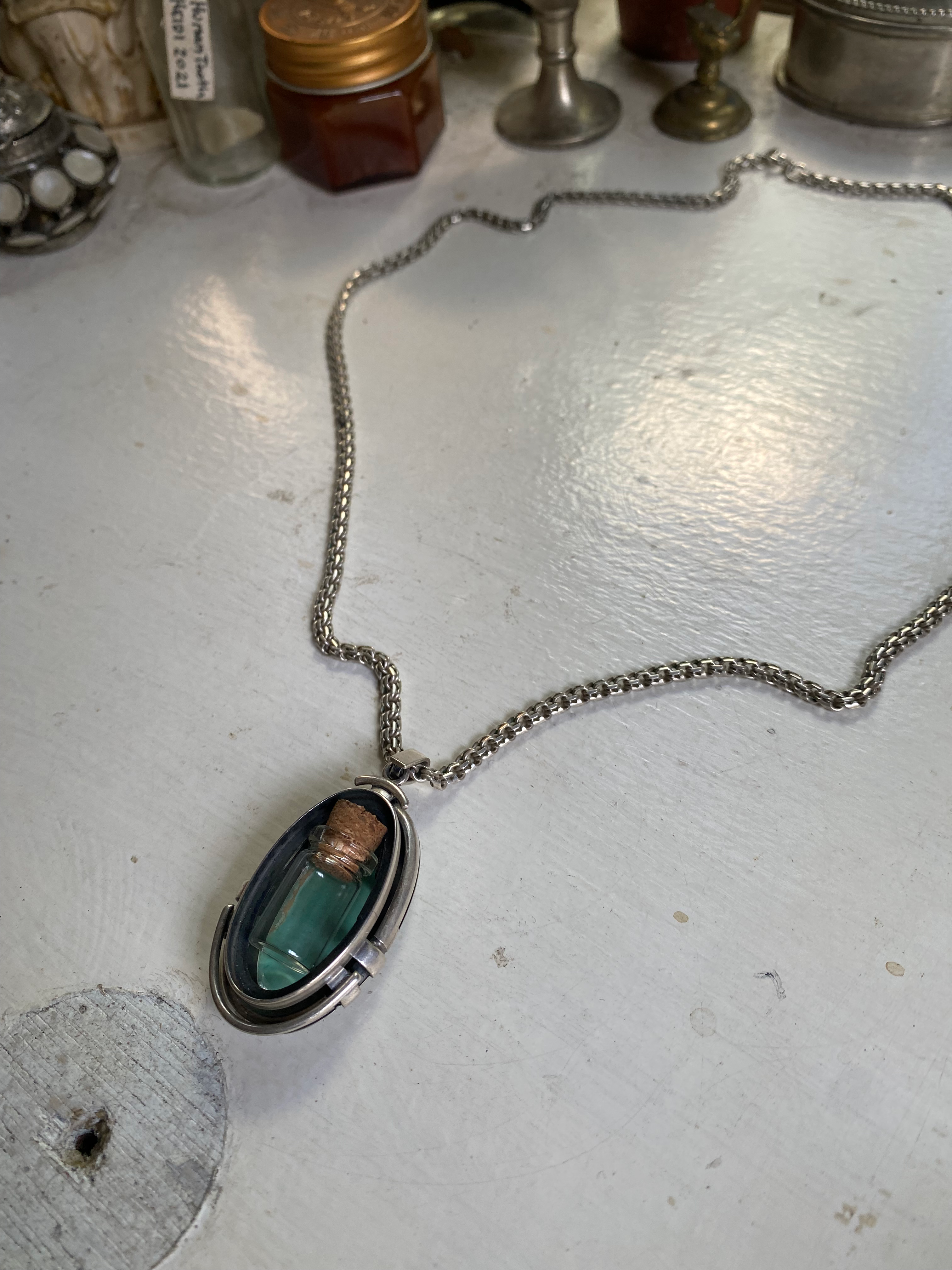 Vial in Turquoise and Sterling Silver Necklace image 3