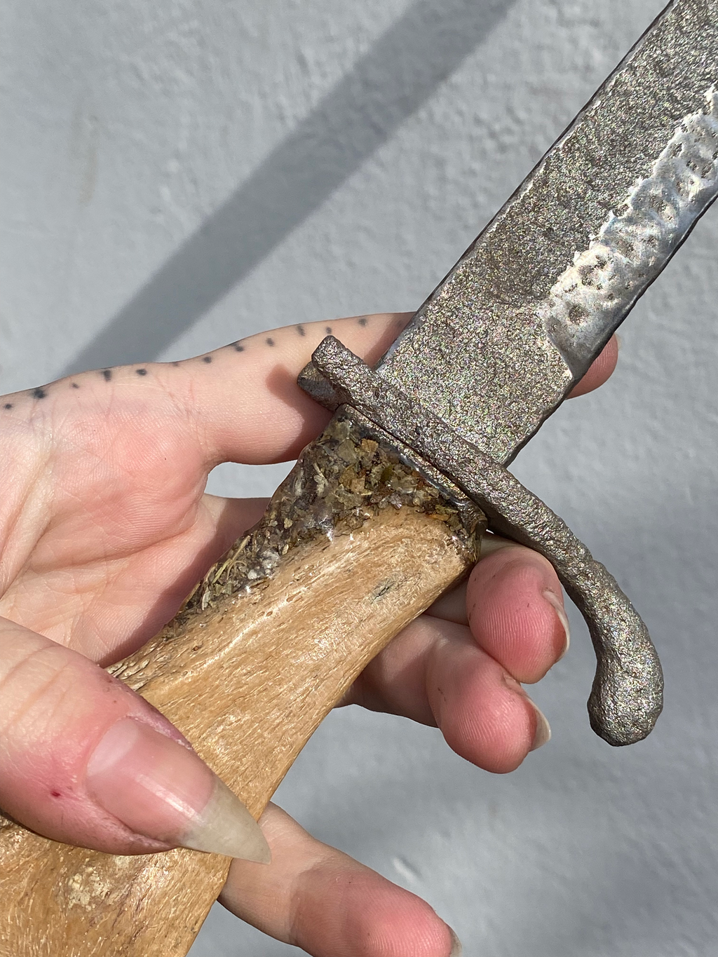 Large Vertibrae Sword with Blue Beetle, Coffins Nails, Silver Chain image 3