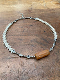 Ancient Mesopotamian Carved Carnelian Seal with Snake Vertibrae Necklace
