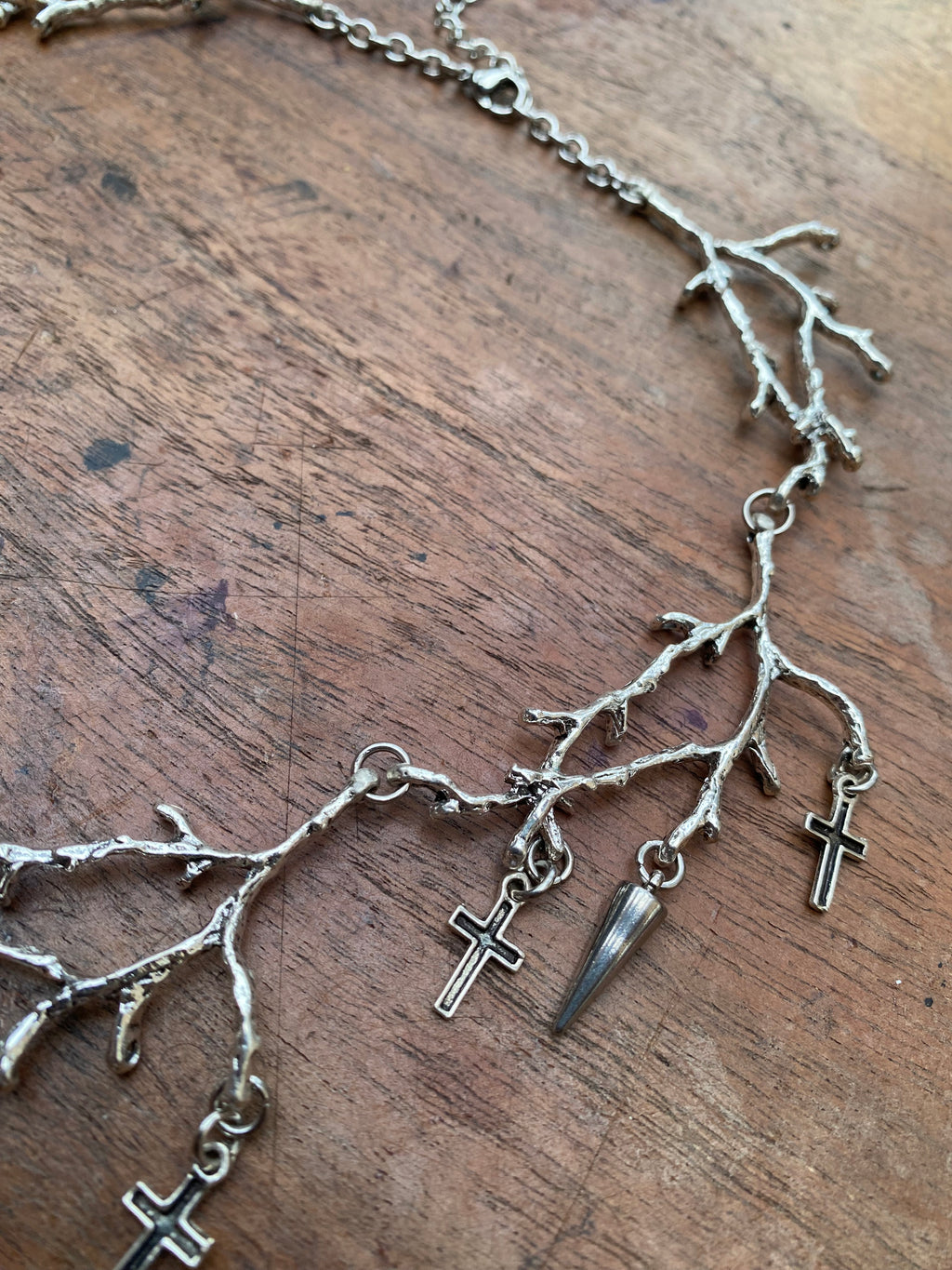Tree Braches and Crow Skull with Openable Vial Necklace
