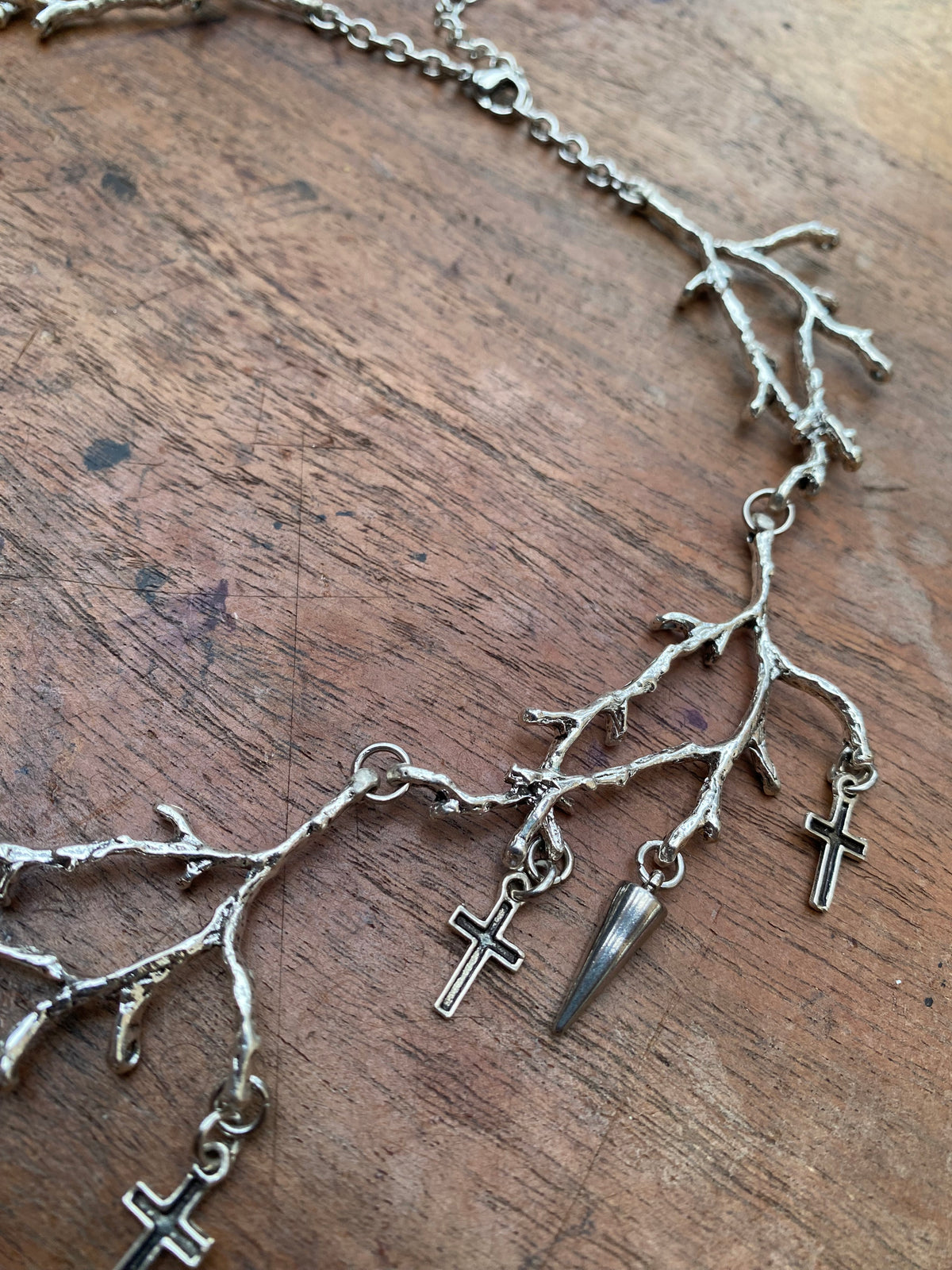Tree Braches and Crow Skull with Openable Vial Necklace