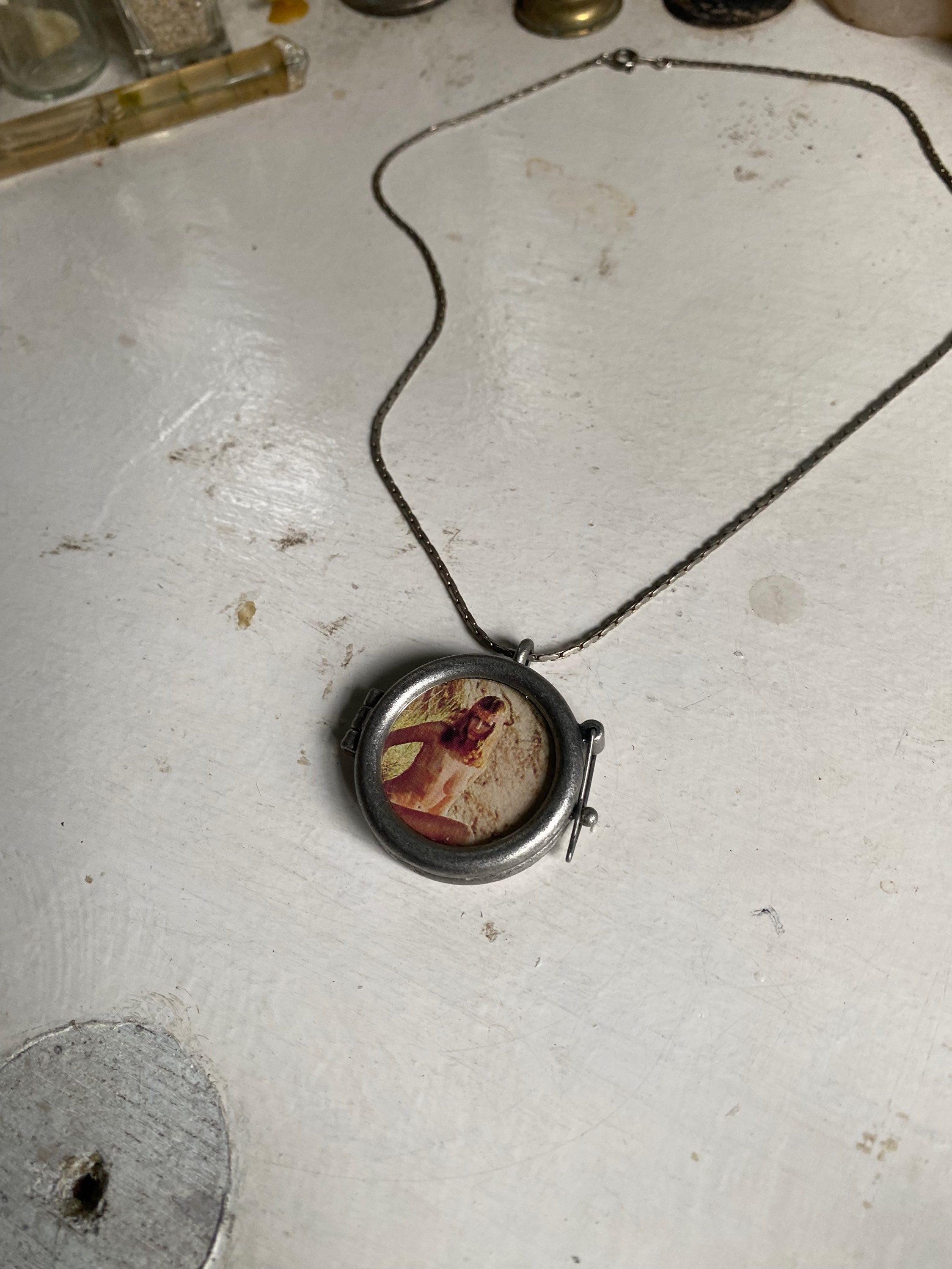 Glass Locket Necklace with Vintage Erotic Card image 3